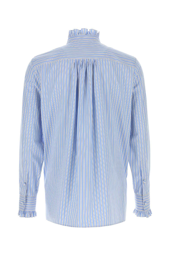 Embroidered Poplin Shirt Celestebiancoblu Exterior: Cotton Camicie