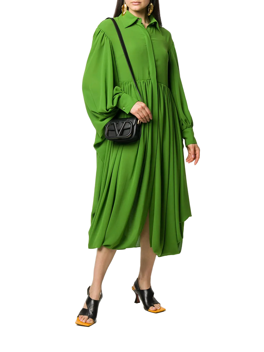 valentino green pleated dress Valentino Long And Pleated Dress