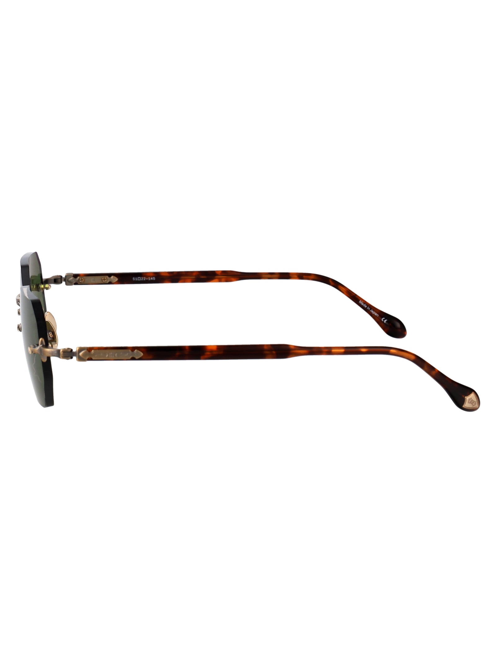 Antique Gold - Dark Tortoise Sage Green Metal Sunglasses