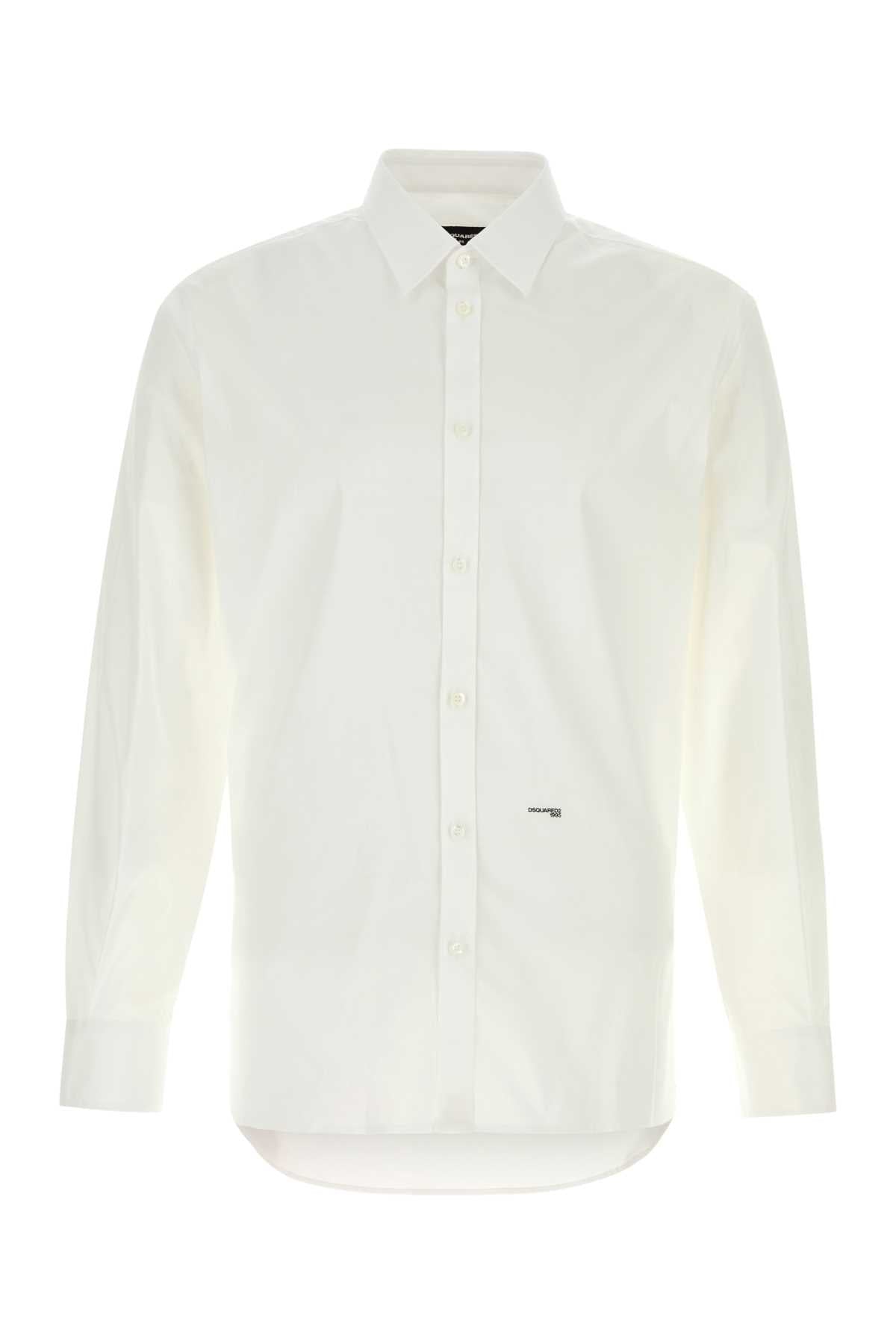 White Stretch Poplin Shirt Exterior: Cotton Elastane Camicie