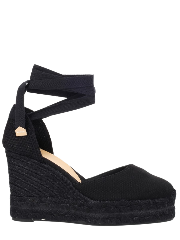 Espadrille Cute Black Cotton Wedges
