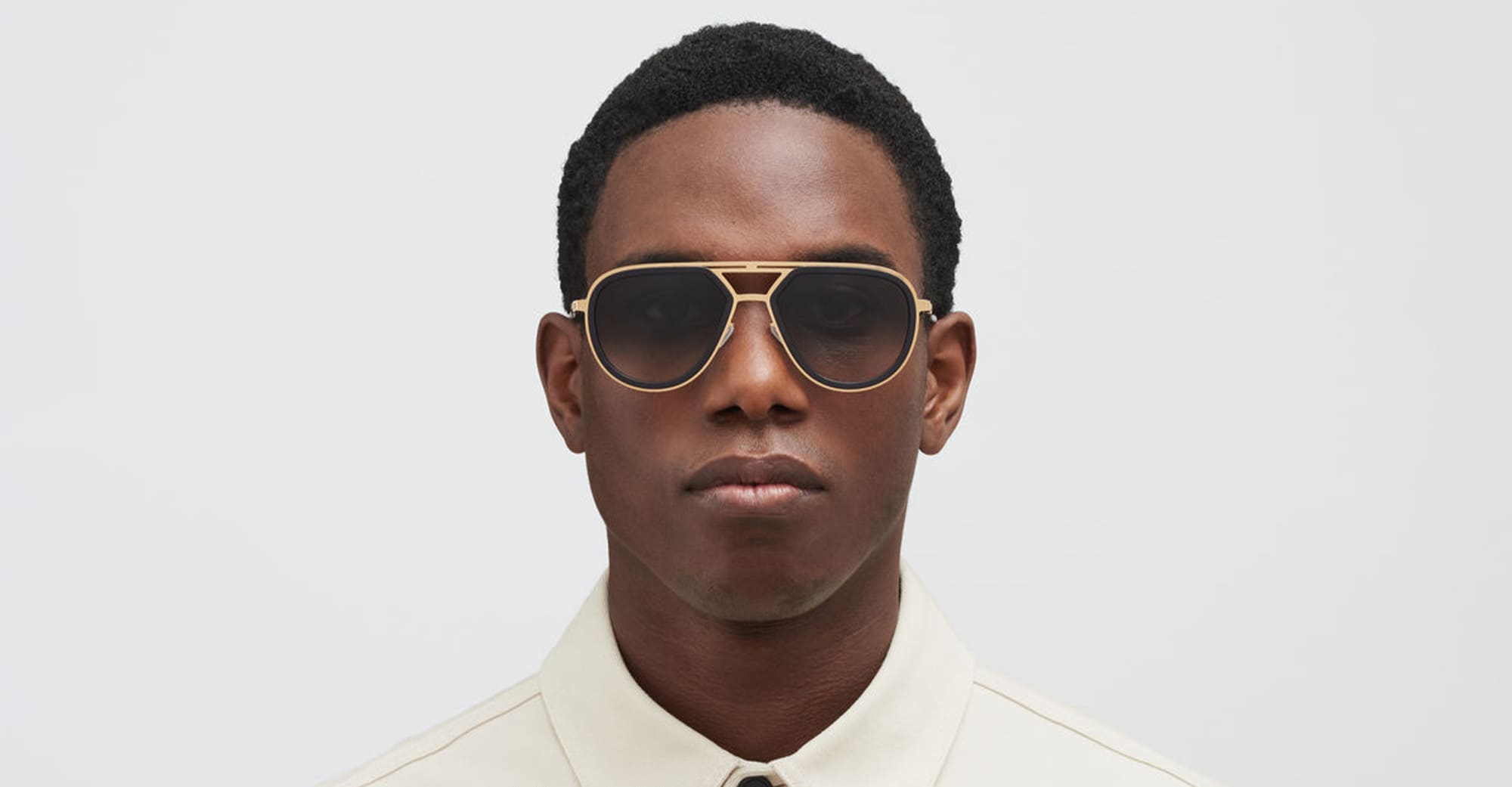 Cypress - Mh7 Pitch Black Glossy Gold Stainless Steel Sunglasses