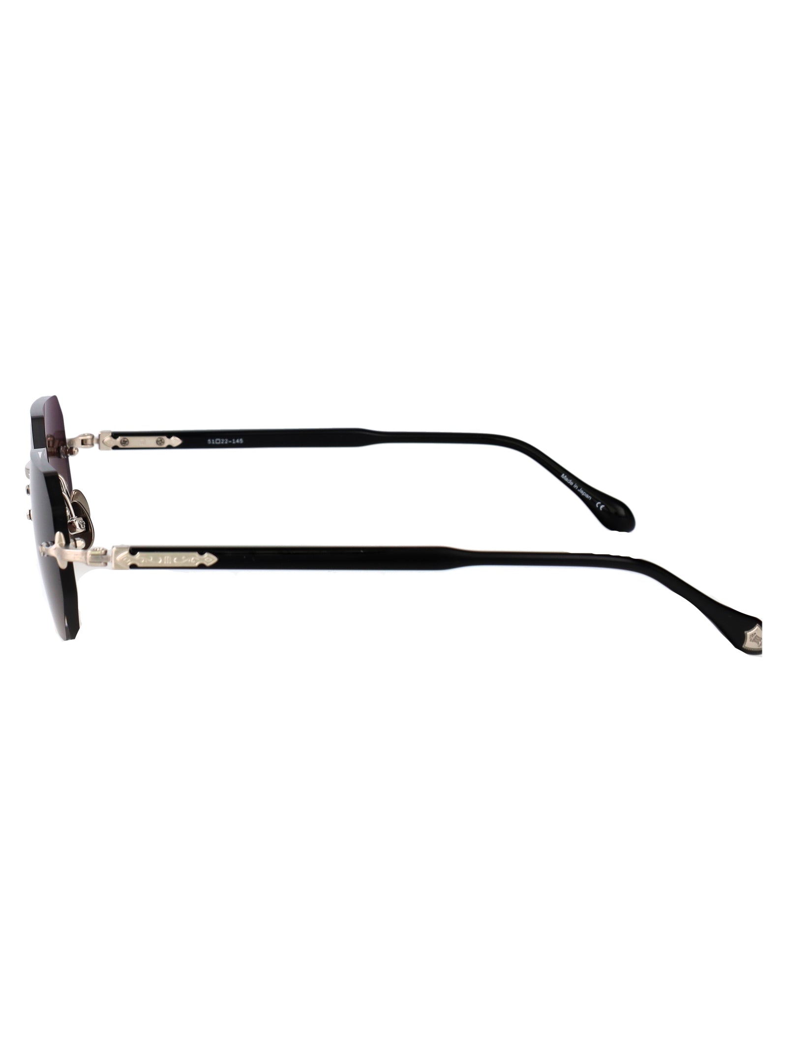 Brushed Silver - Black Grey Gradient Metal Sunglasses