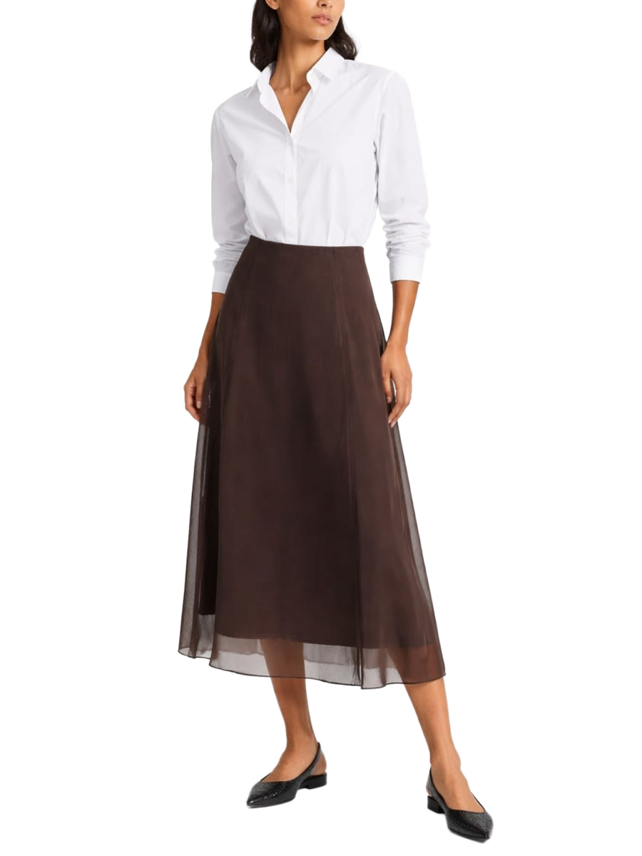 Circle Midi Skirt Brown Silk