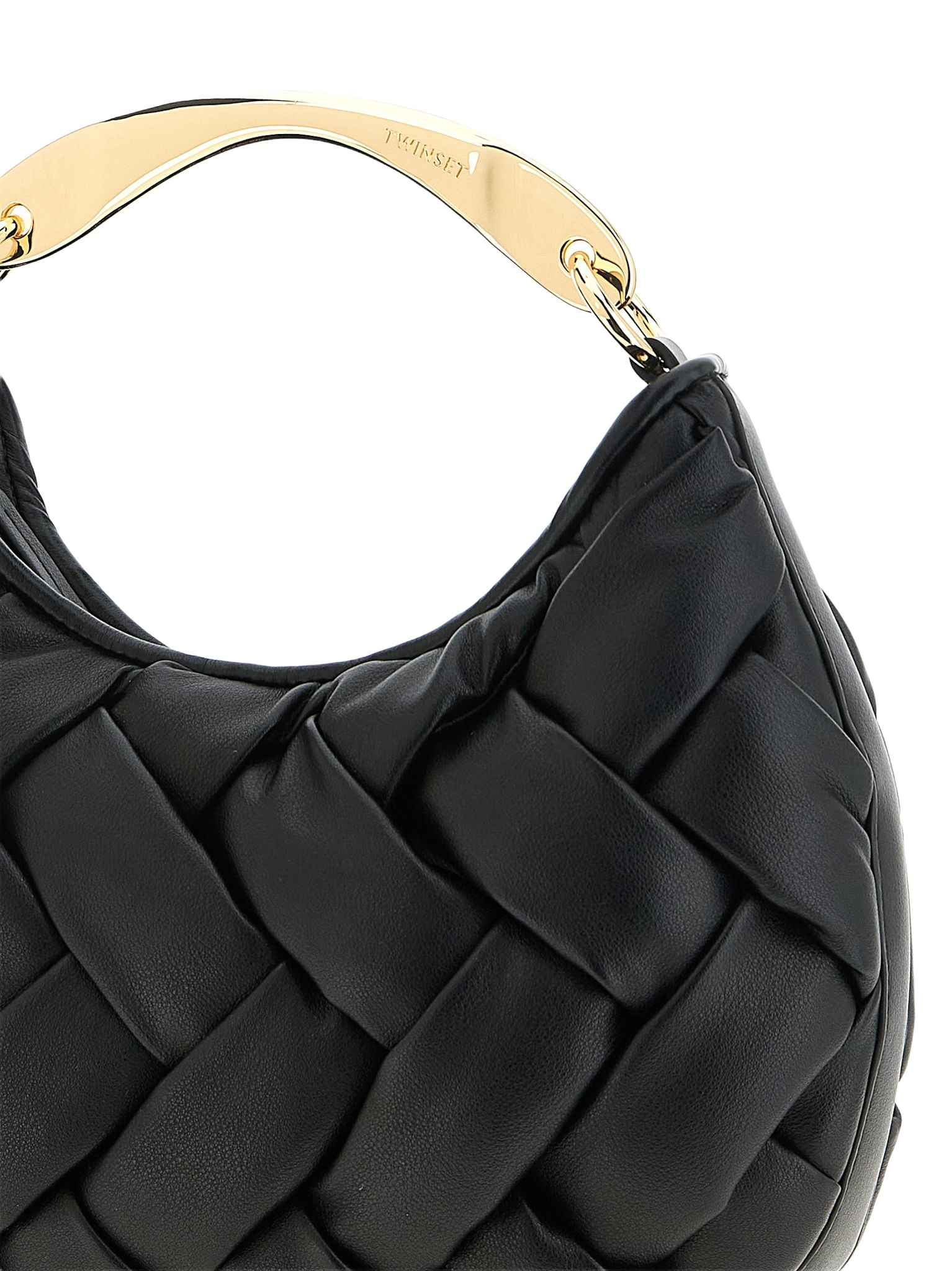 Weaved handbag Black Polyurethane Hand Bags