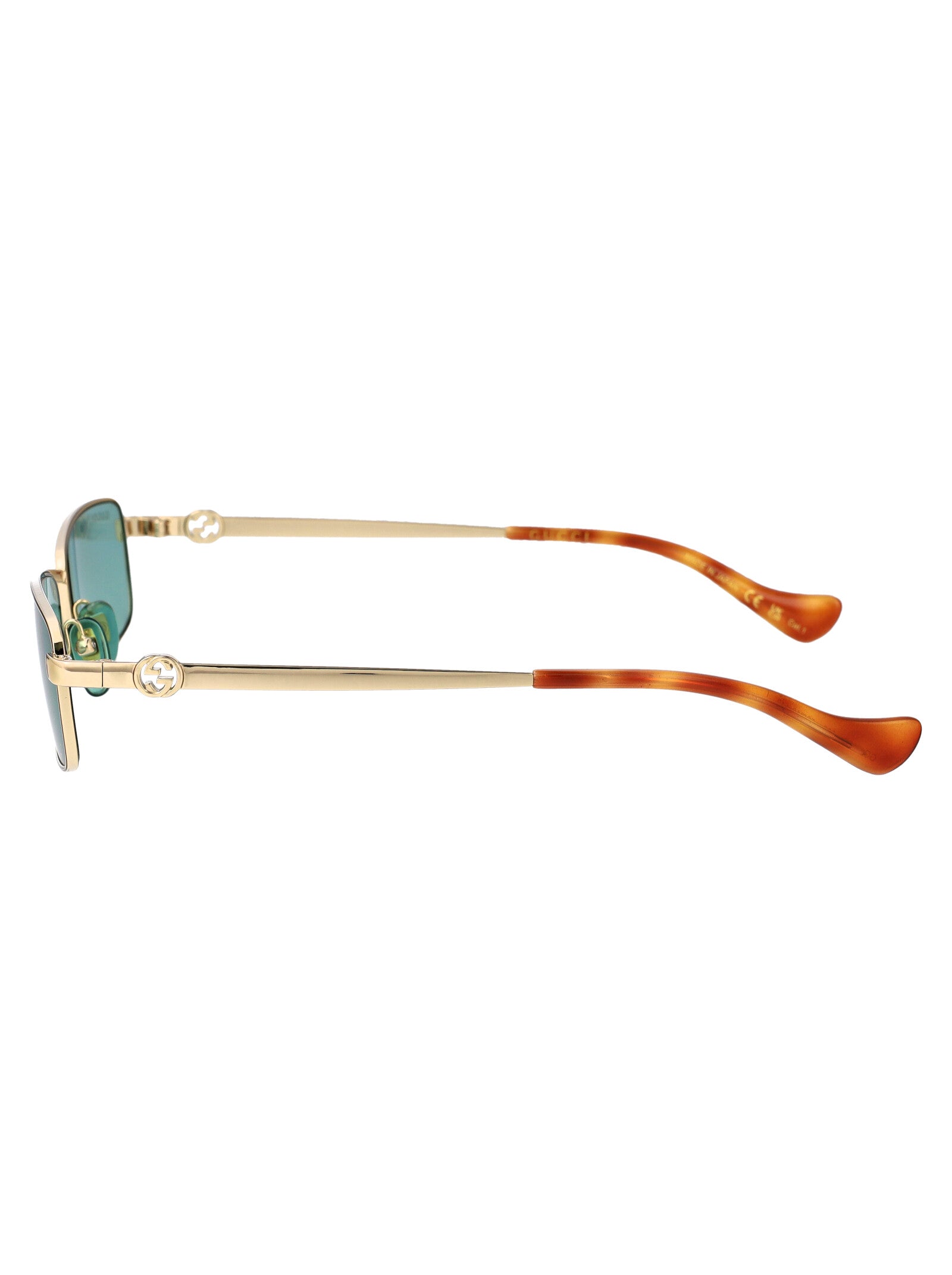 003 Gold Green Metal Sunglasses