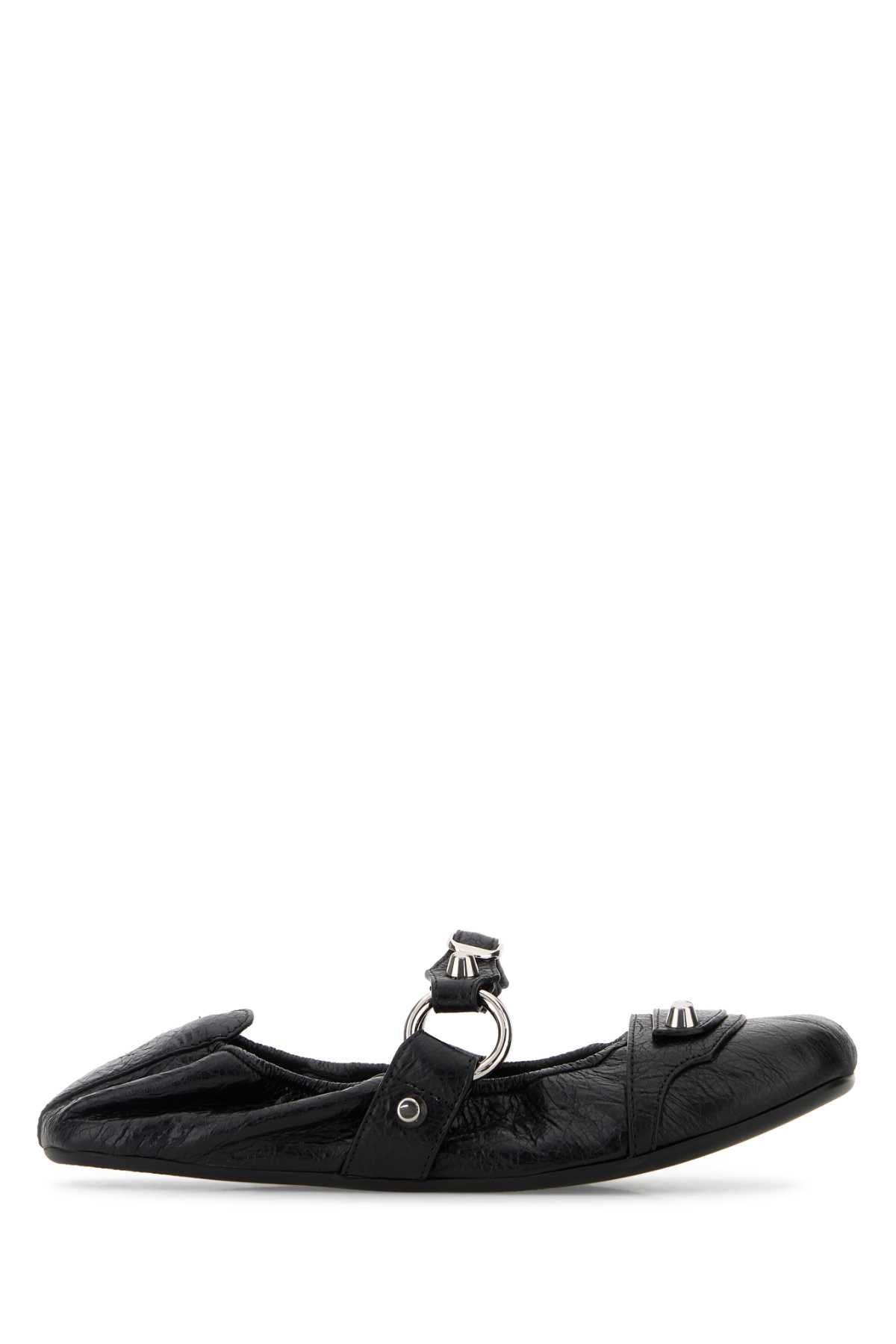 Black Leather City Ballerinas Black/silver T Domesticated Lamb Le Ballerine