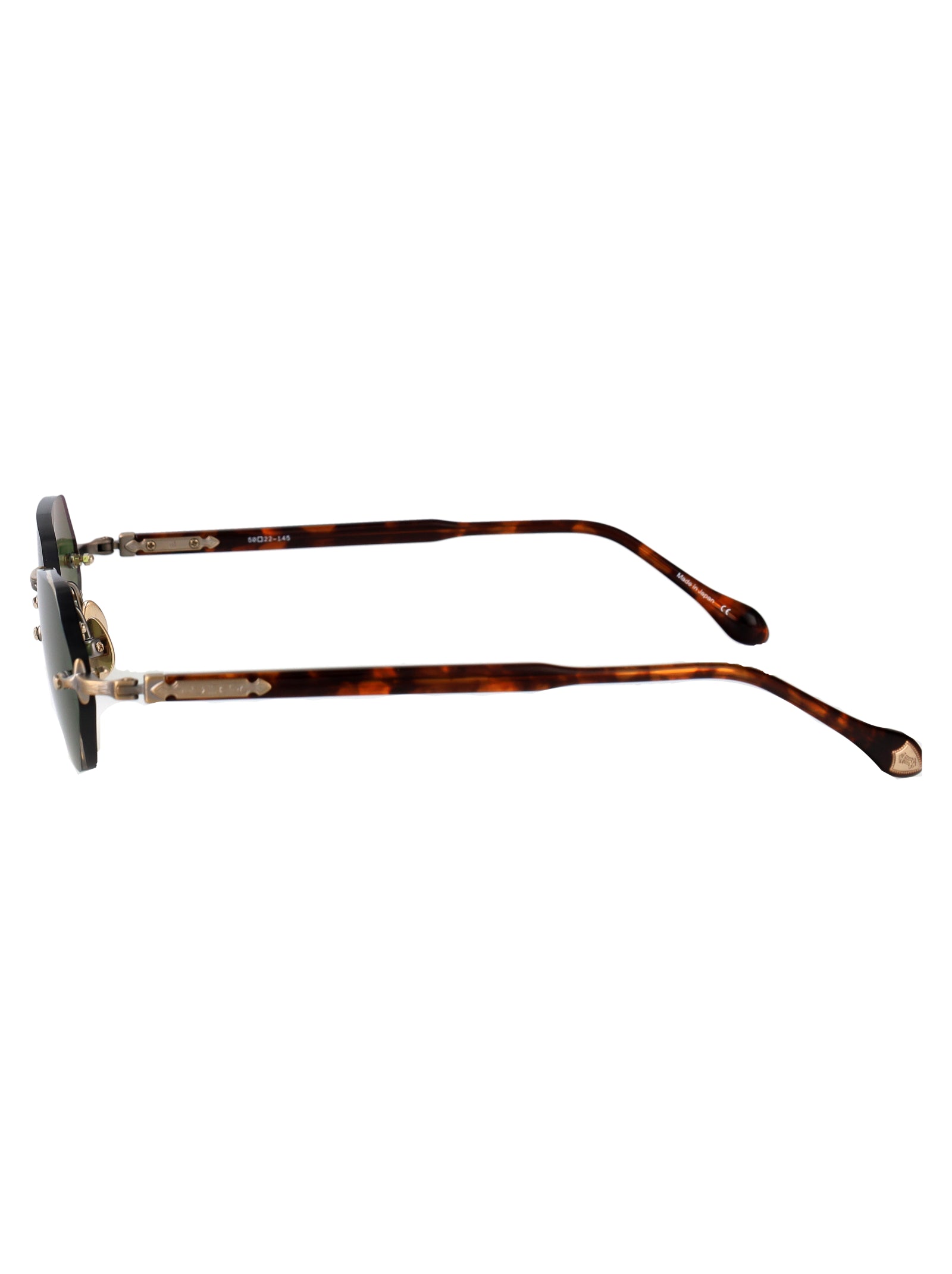 Antique Gold - Dark Tortoise Sage Green Metal Sunglasses