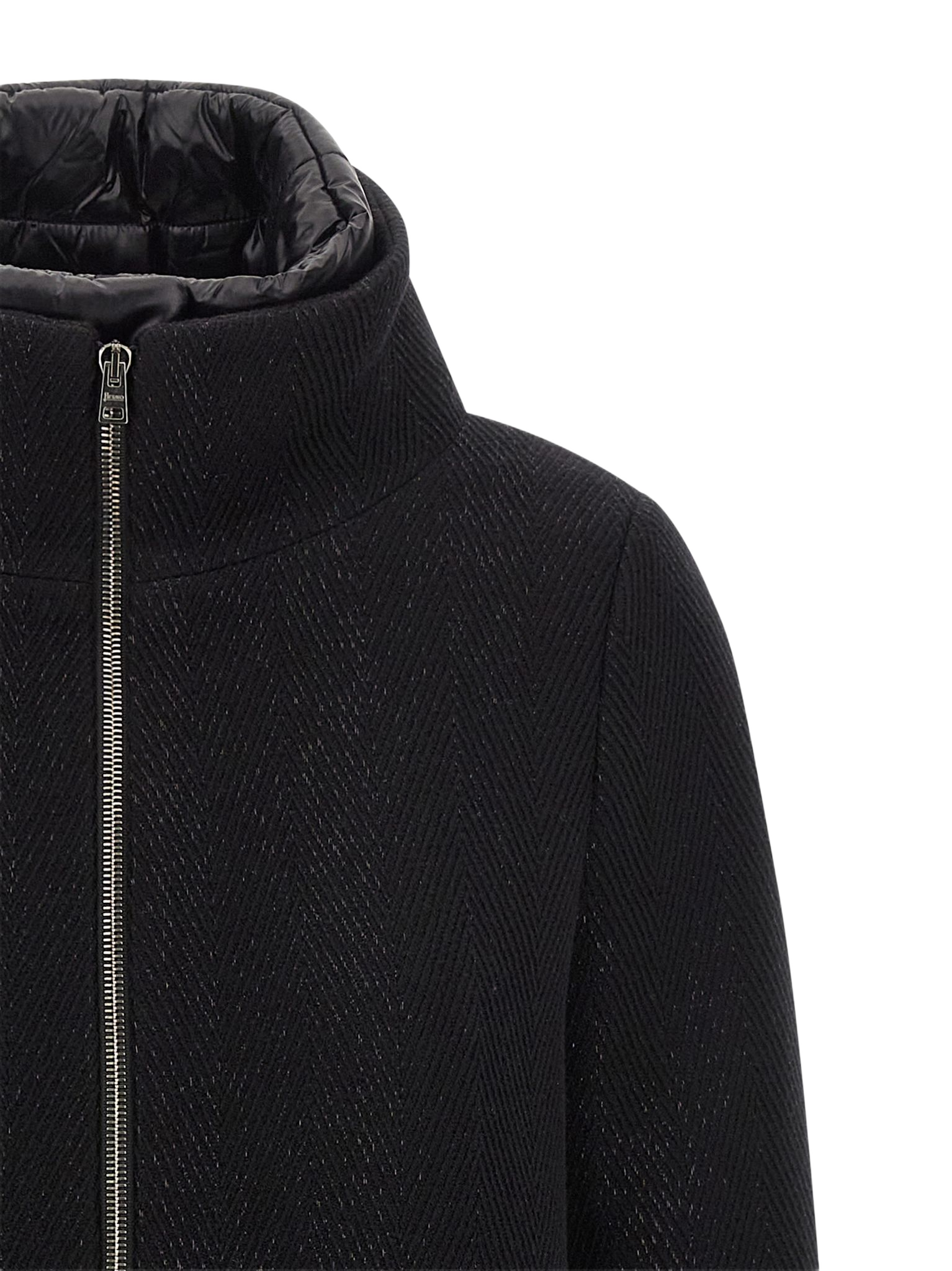 Lamé thread and wool coat Black Coats, Trench