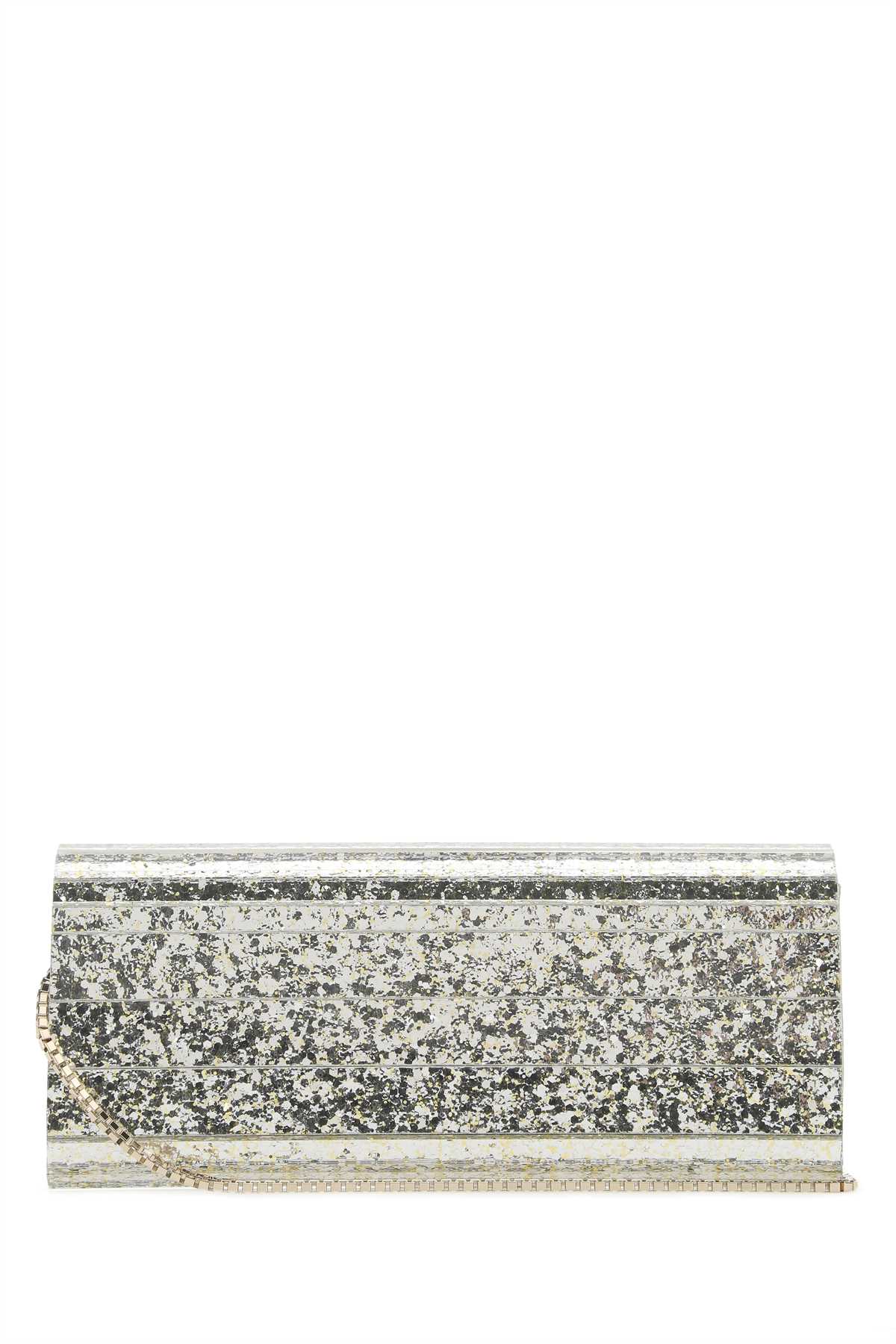 Champagne Plexy Fabric Brass Clutch