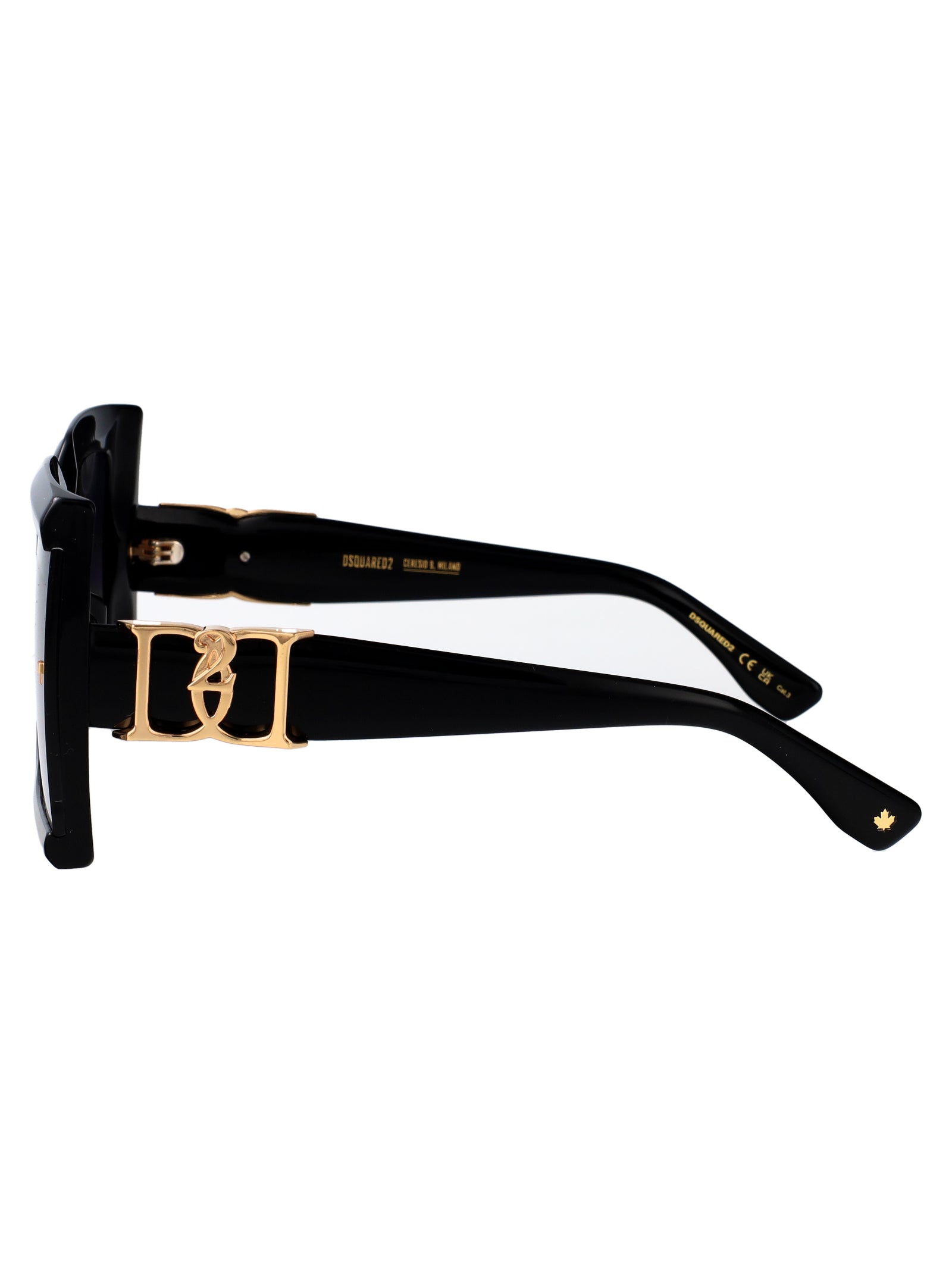 D2 0185-G-S 807 Black Acetate Sunglasses