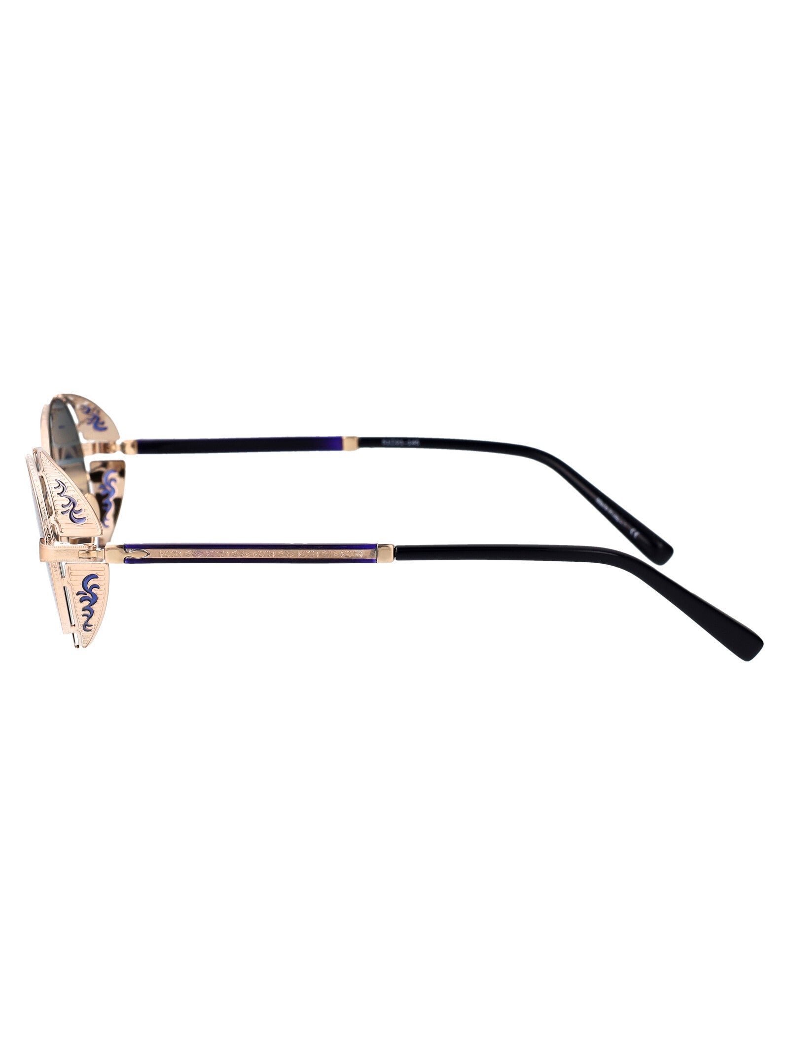 M3137 Bg-Nvy Brushed Gold - Navy Cobalt Blue Metal Sunglasses