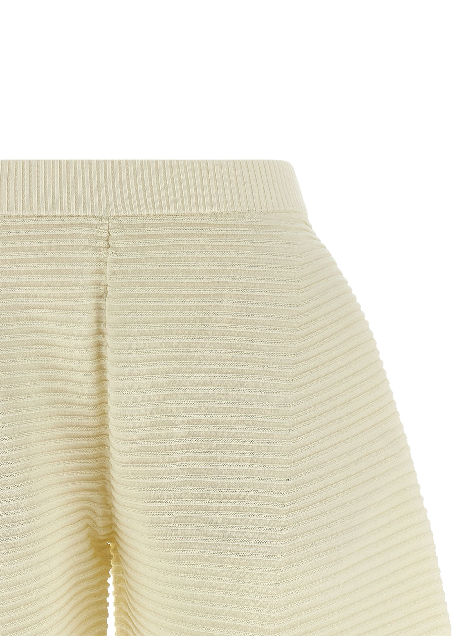 Corrugated Knit Pants White Polyester Nylon Pi