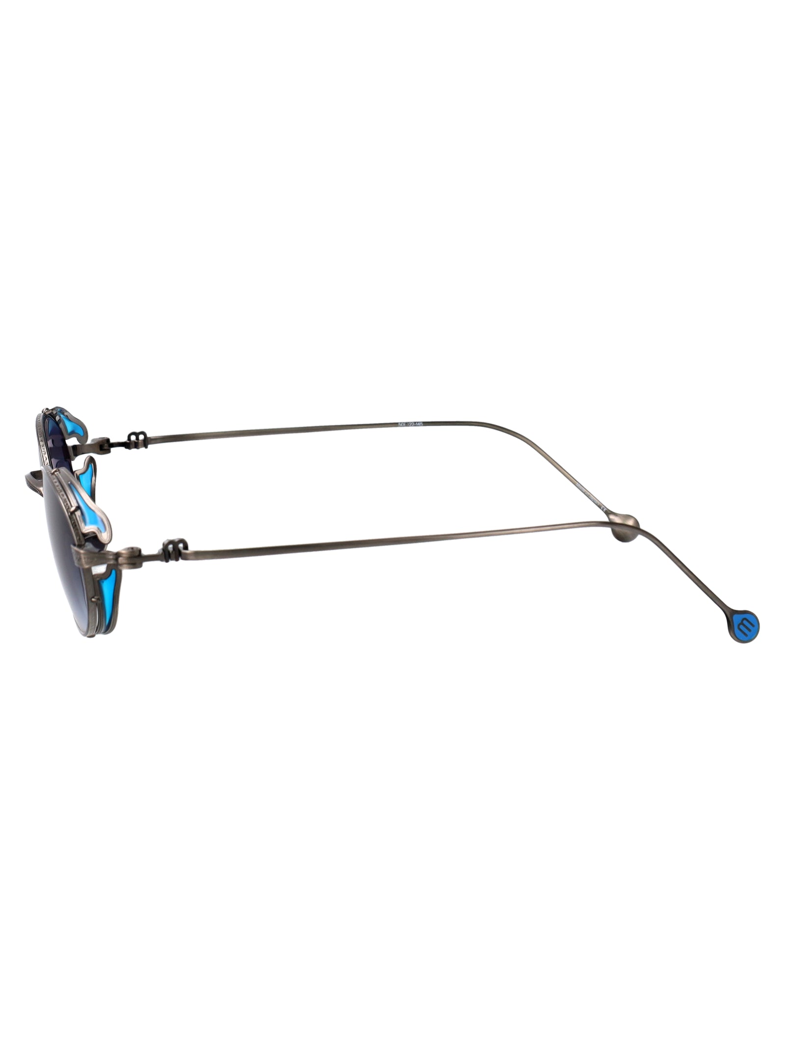 Antique Silver Blue Grey Gradient Metal Sunglasses