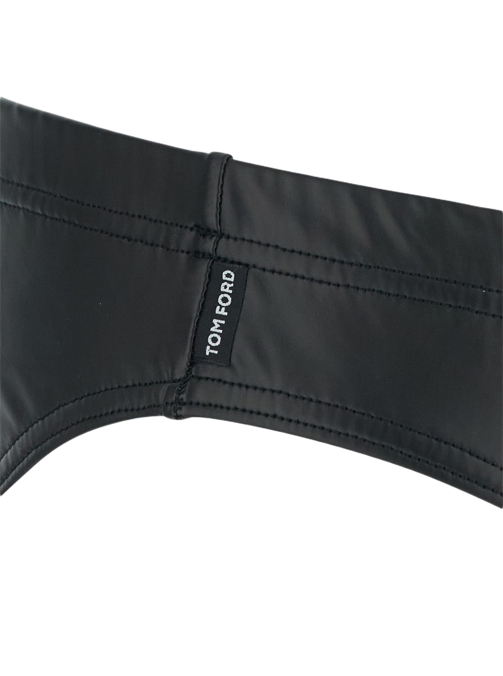 Brief Faux Leather Black With Laminated Jersey Detail For Men Polyester Elastane Beachwear