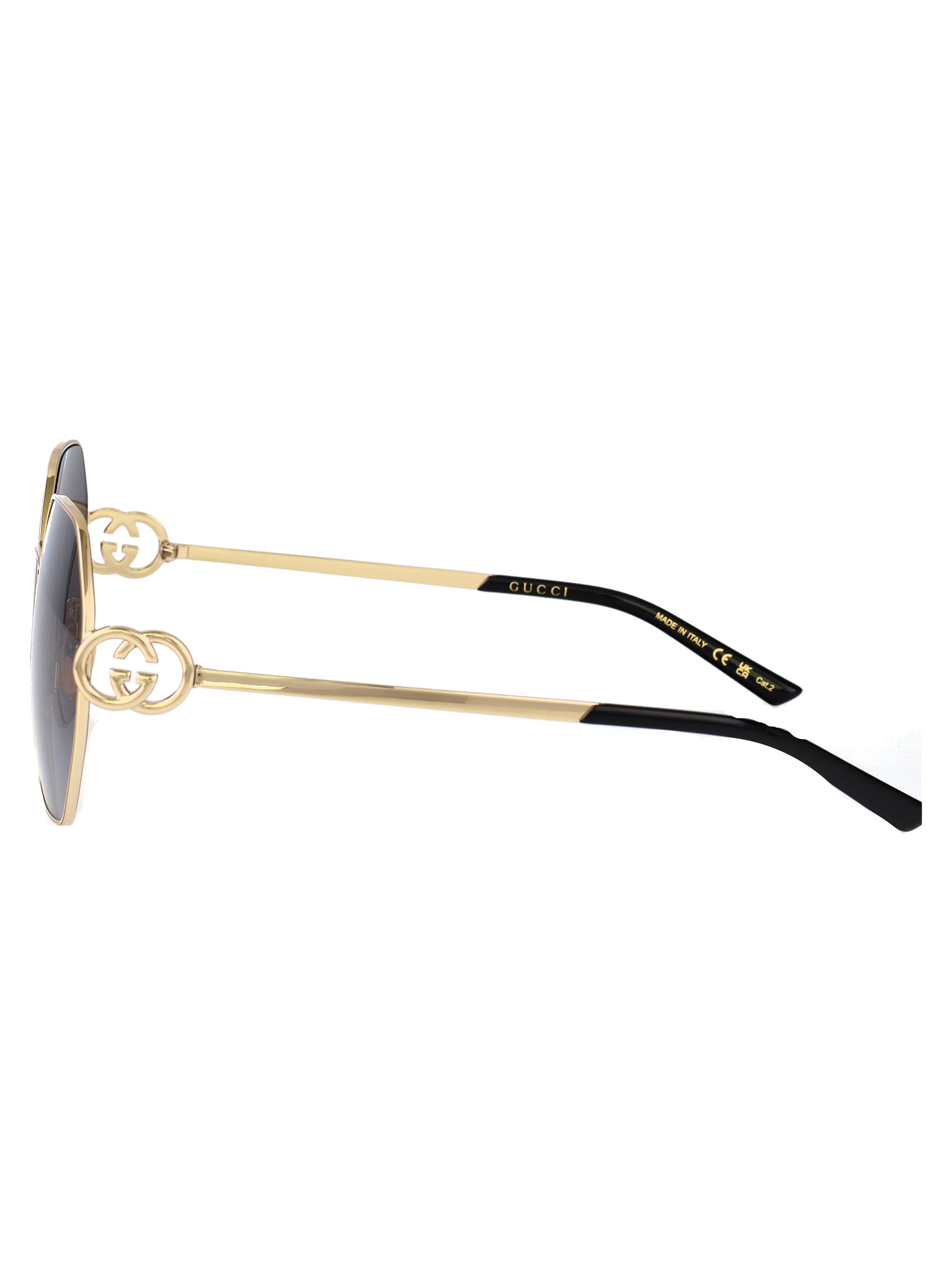 Gg2046s 001 Gold-gold-grey Metal Sunglasses