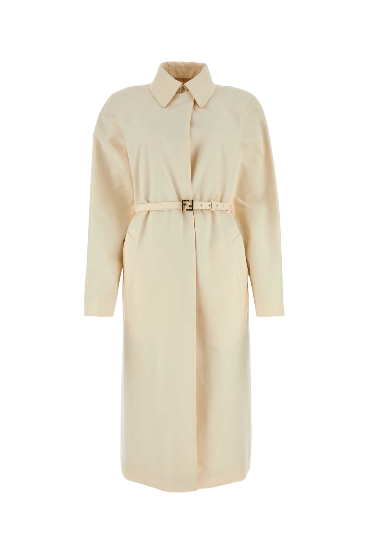 Ivory Polyester Blend Overcoat Avorio Cappotti