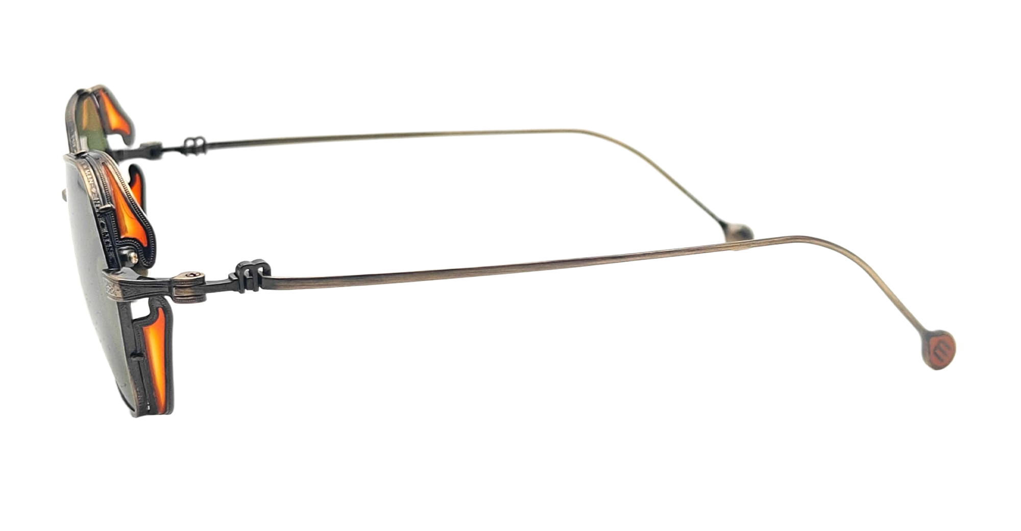 M3153 - Antique Gold Sage Green Titanium Sunglasses