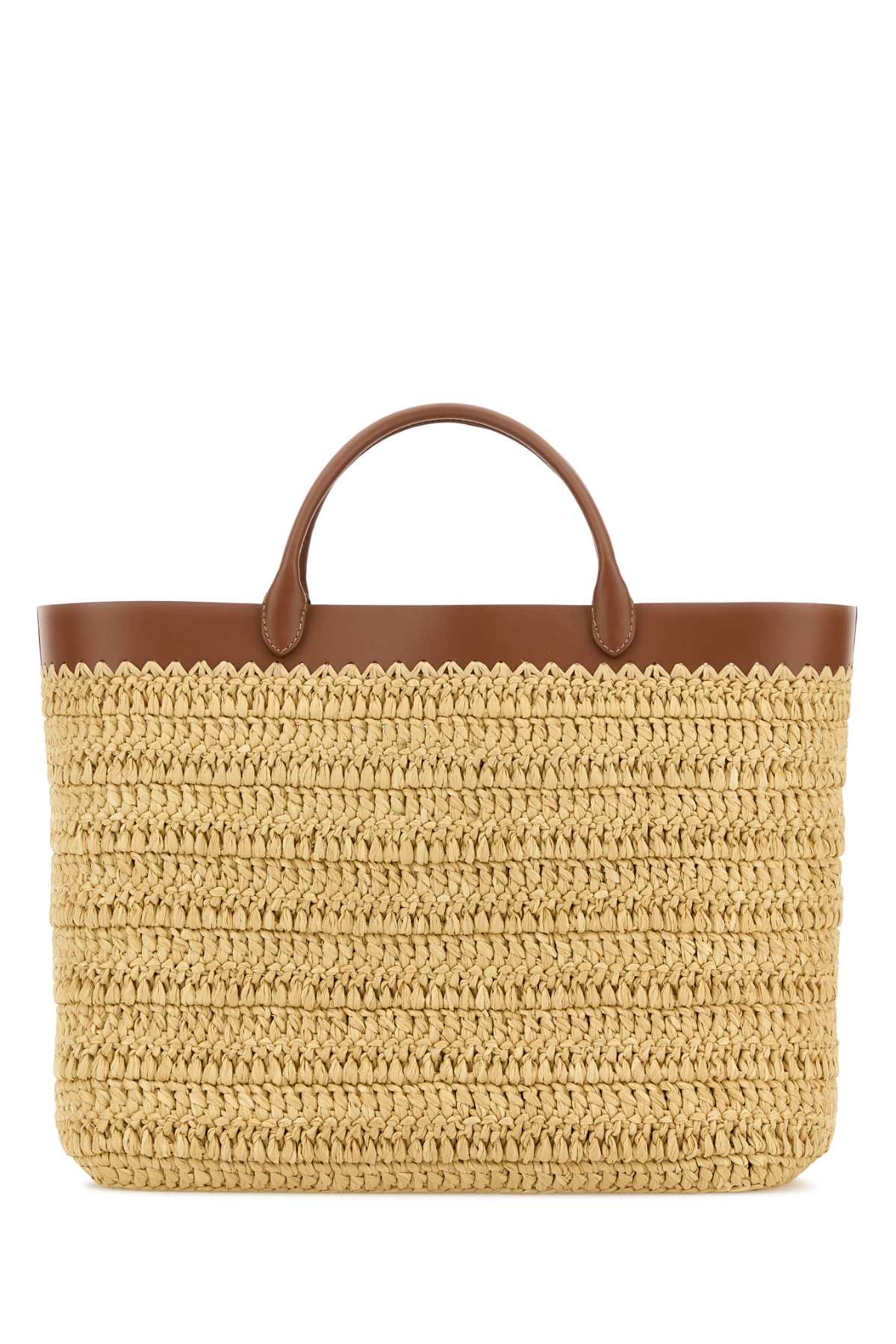 Naturale+cognac T Exterior: Raffia Leather Borse A Mano