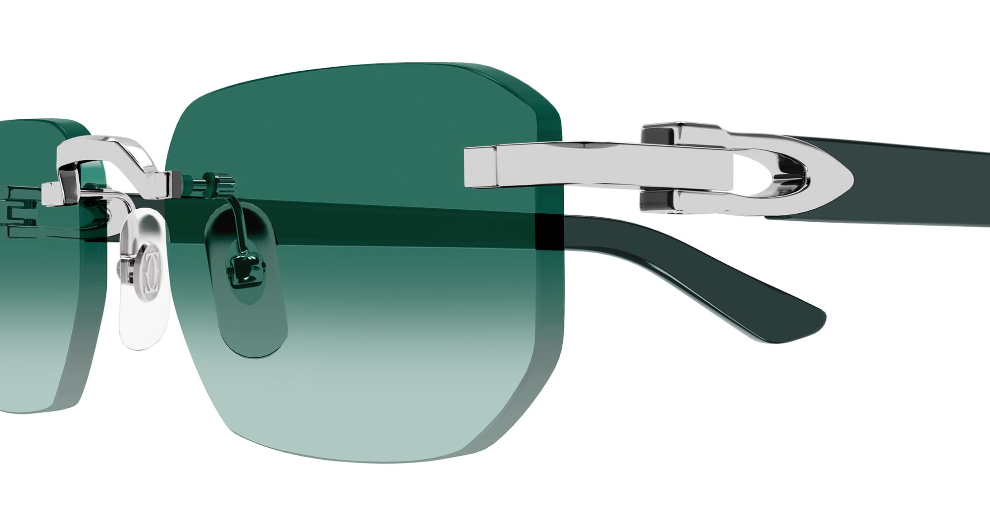 Decor C De Cartier Ct0622s-003 - Silver Green Metal Sunglasses