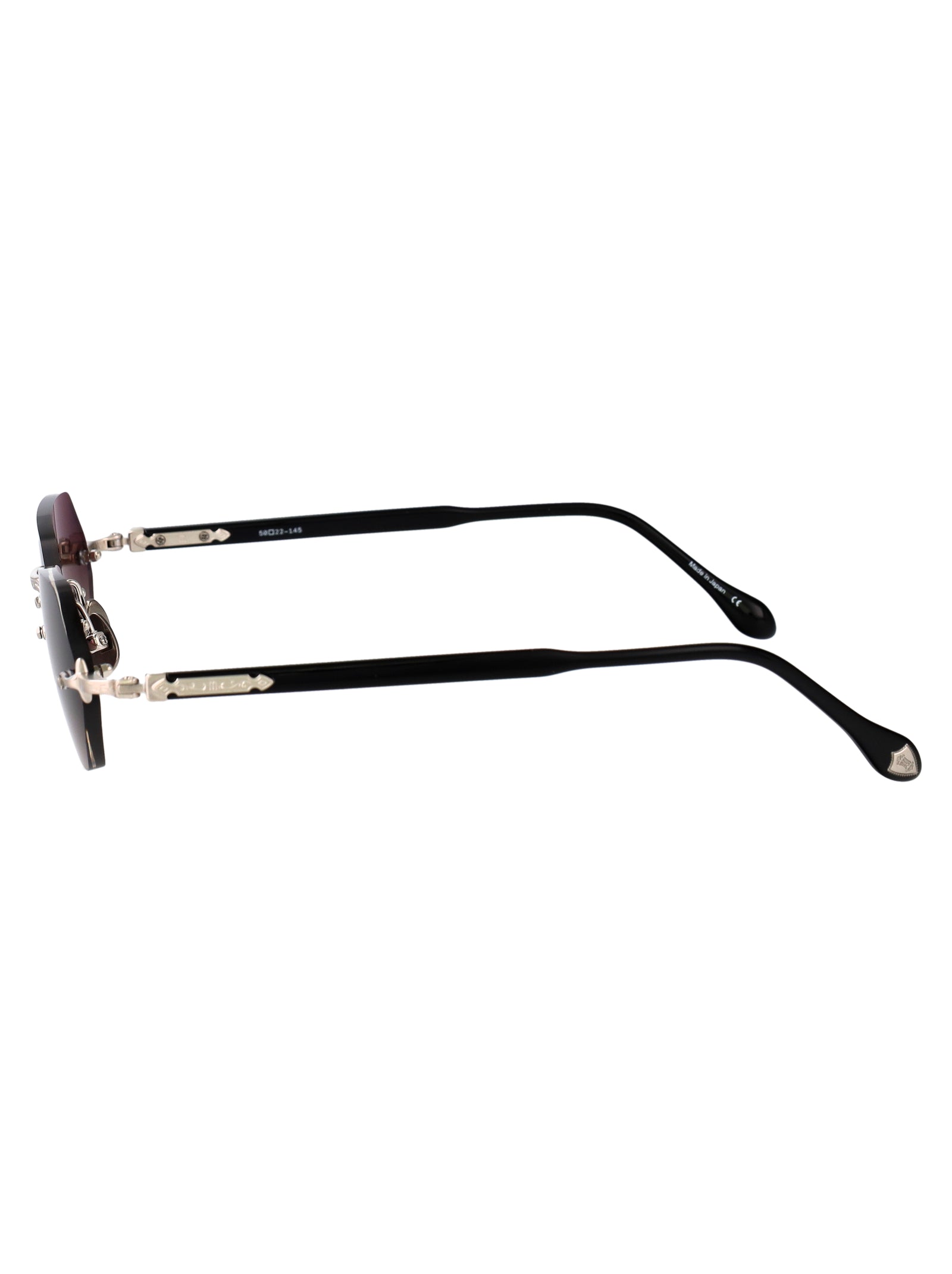 Brushed Silver - Black Grey Gradient Metal Sunglasses