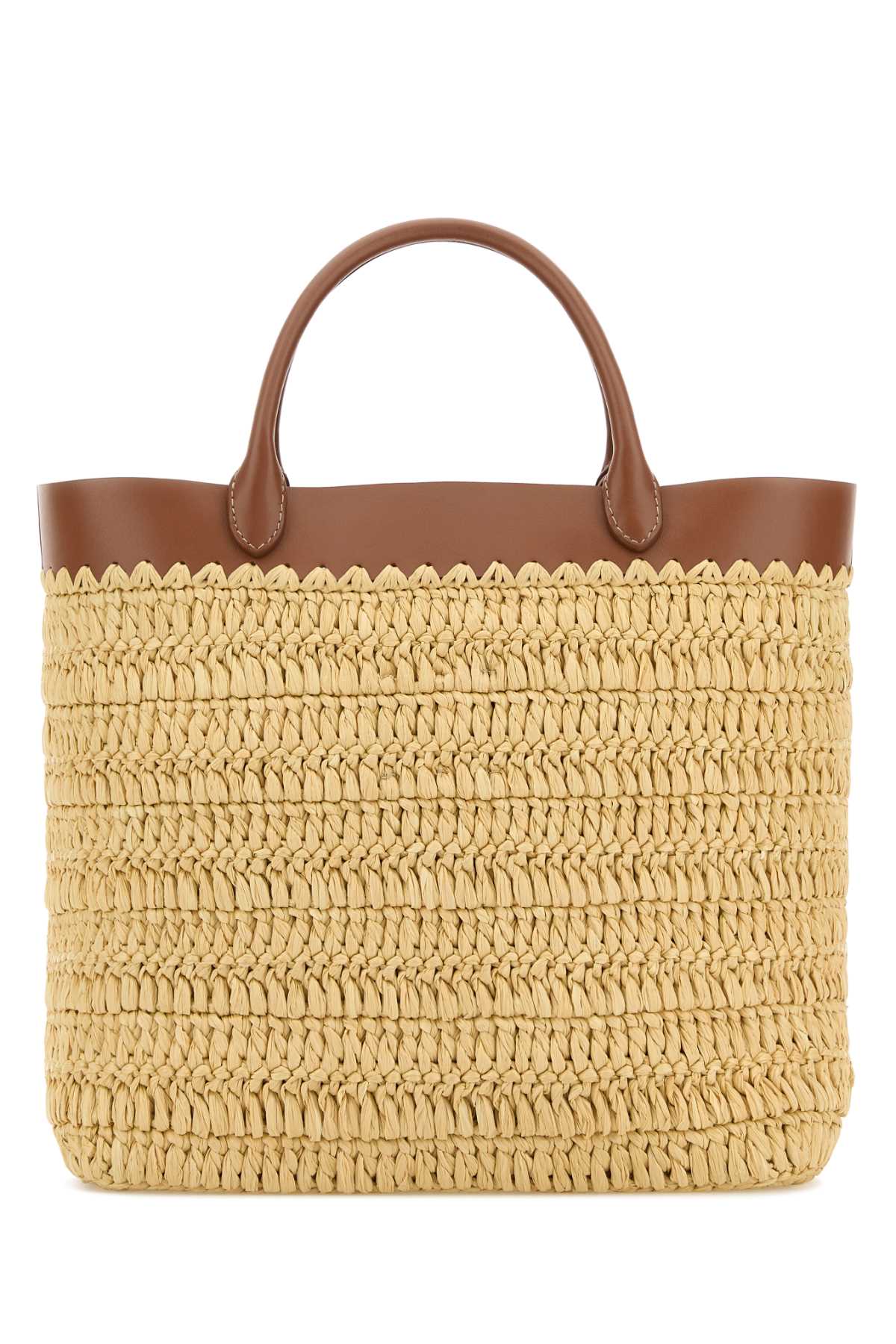 Naturale+cognac T Exterior: Raffia Leather Borse A Mano