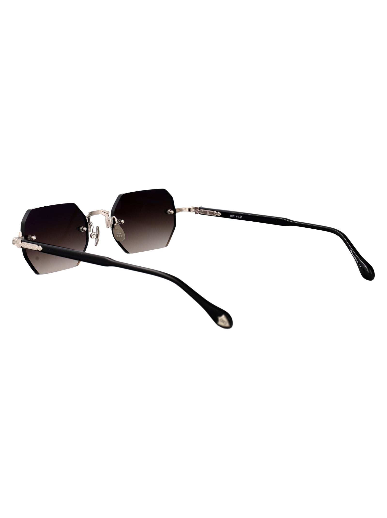 Brushed Silver - Black Grey Gradient Metal Sunglasses