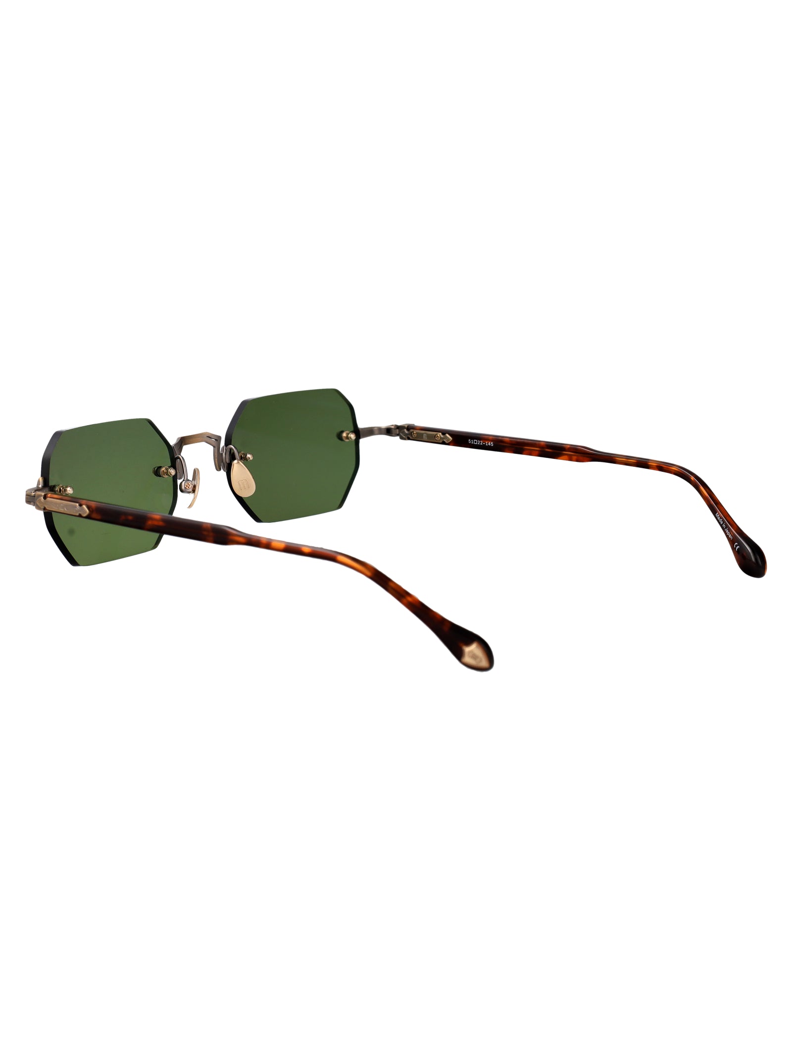 Antique Gold - Dark Tortoise Sage Green Metal Sunglasses
