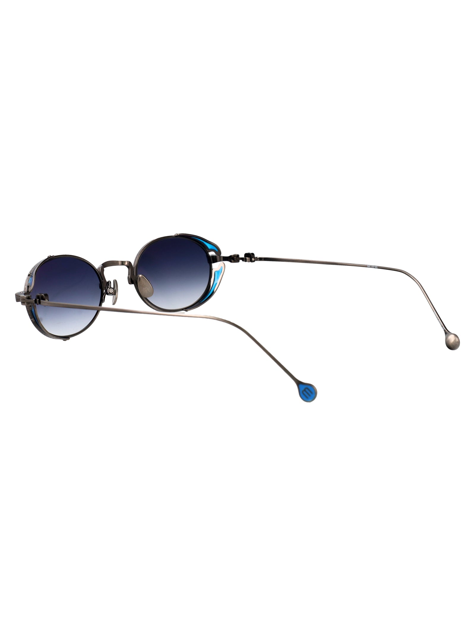 Antique Silver Blue Grey Gradient Metal Sunglasses