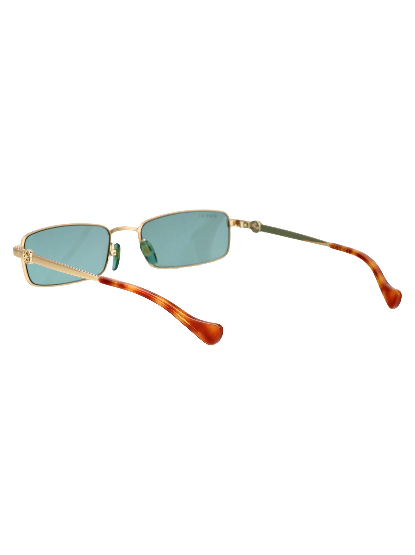 003 Gold Green Metal Sunglasses