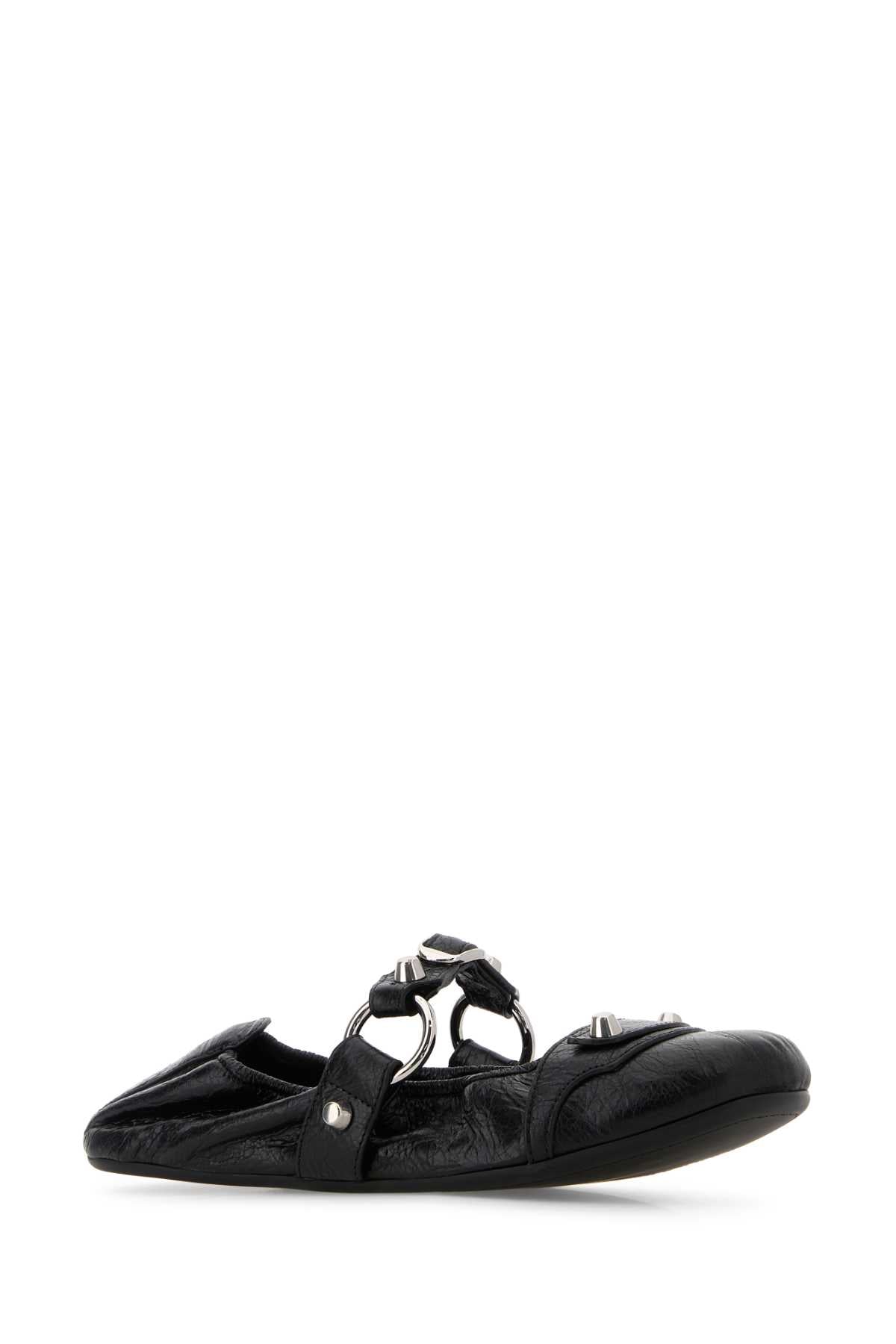 Black Leather City Ballerinas Black/silver T Domesticated Lamb Le Ballerine