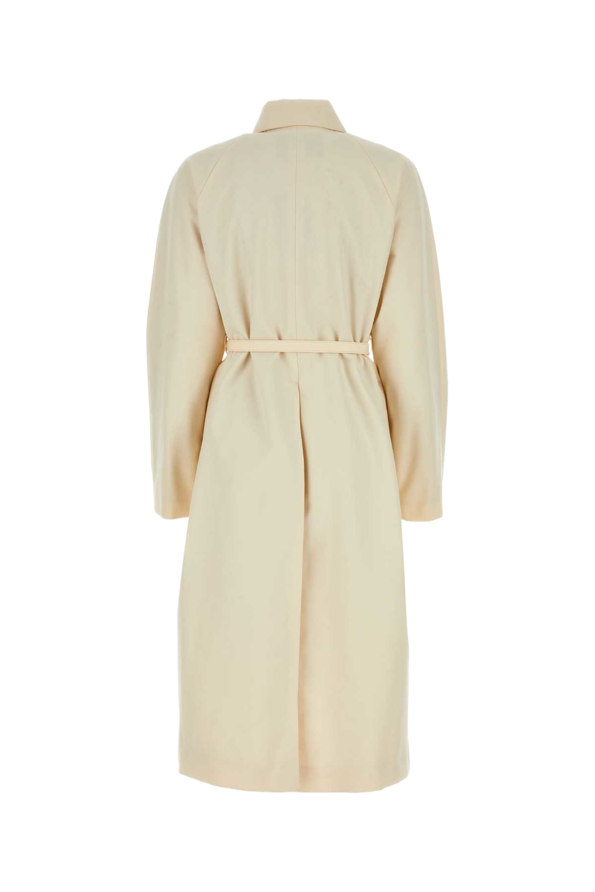 Ivory Polyester Blend Overcoat Avorio Cappotti