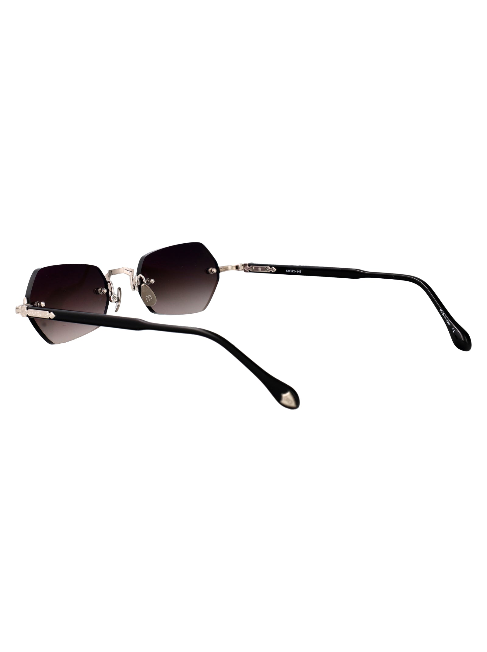 Brushed Silver - Black Grey Gradient Metal Sunglasses