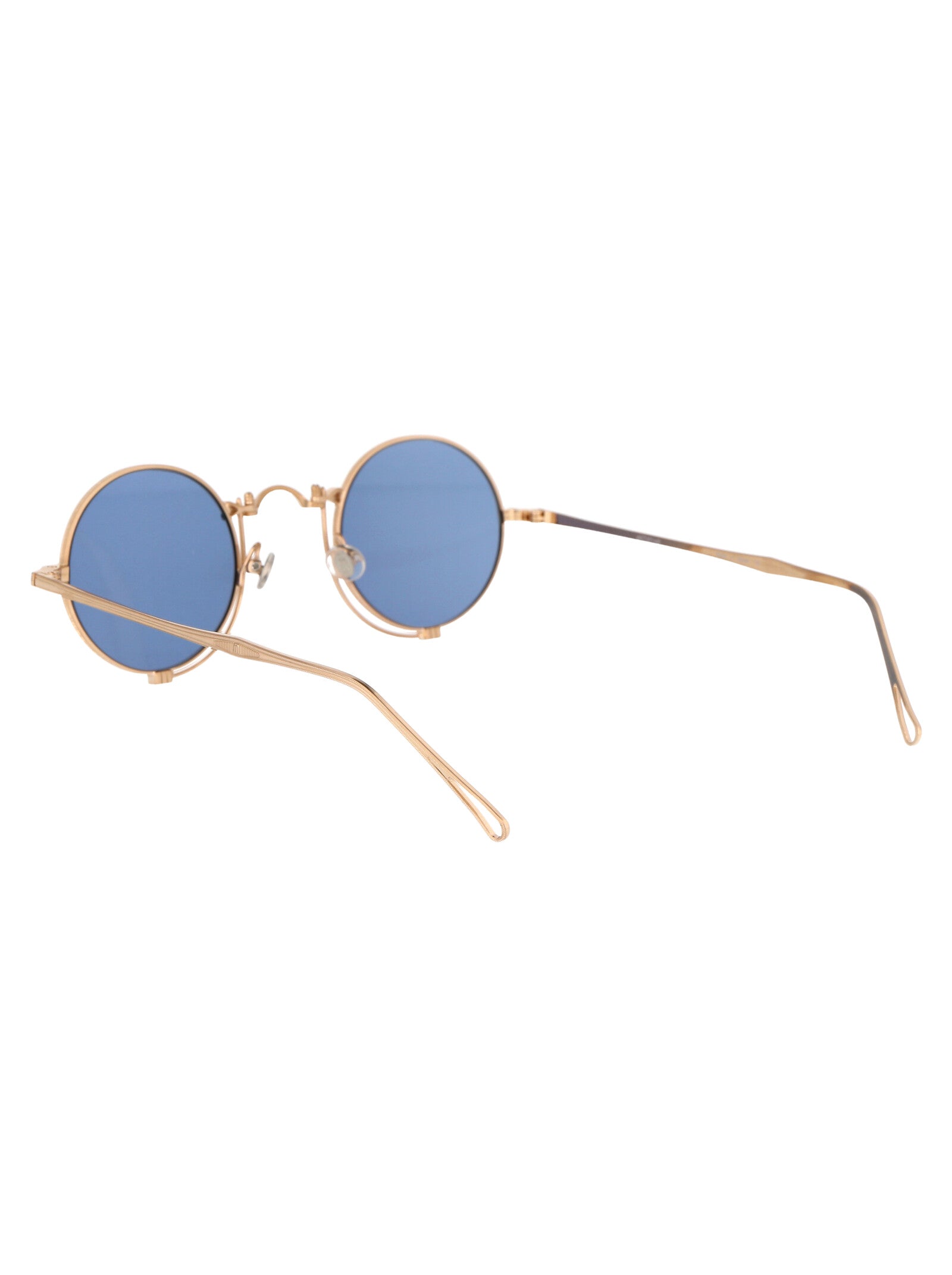 Brushed Gold - Navy Cobalt Blue Metal Sunglasses