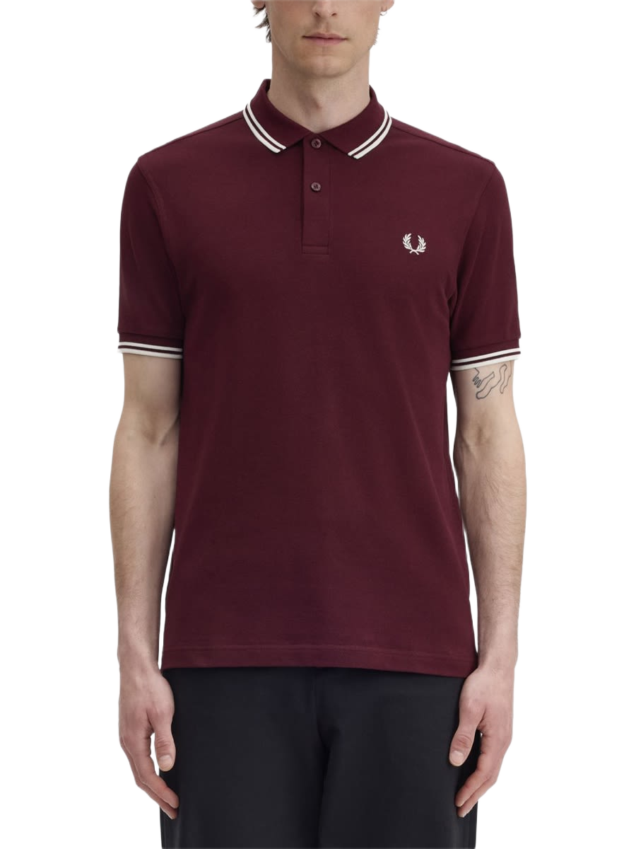 Polo With Logo Bordeaux Cotton Shirts