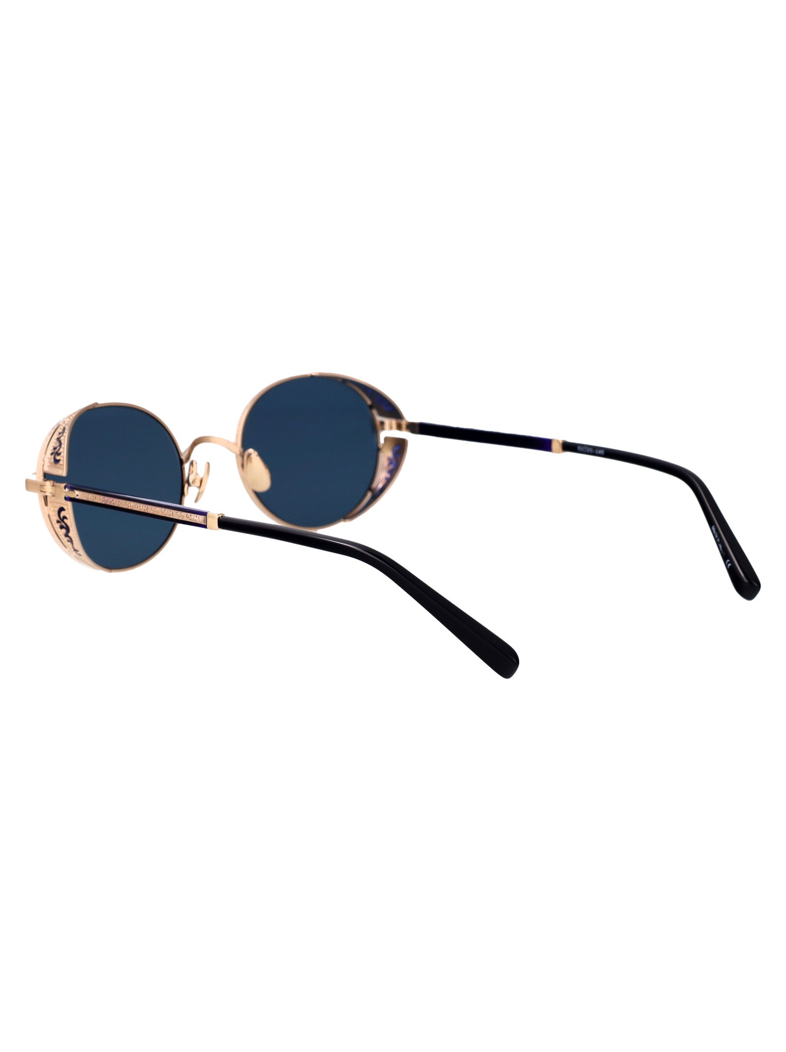 M3137 Bg-Nvy Brushed Gold - Navy Cobalt Blue Metal Sunglasses
