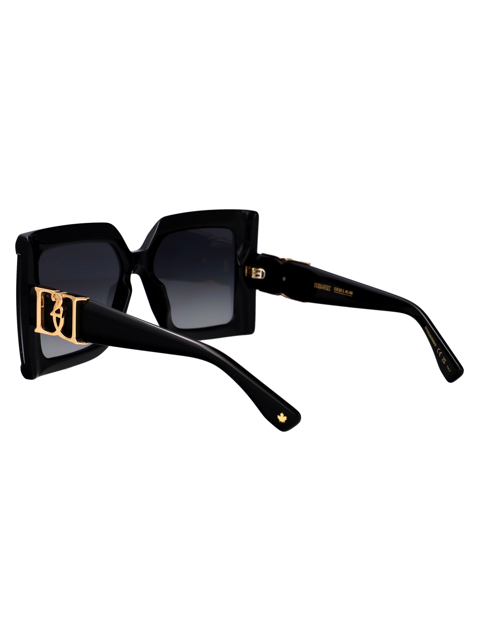 D2 0185-G-S 807 Black Acetate Sunglasses