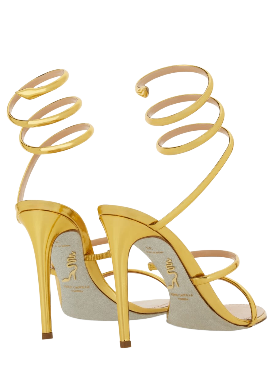 Sandalo Cleo Gold Calf Leather Heels
