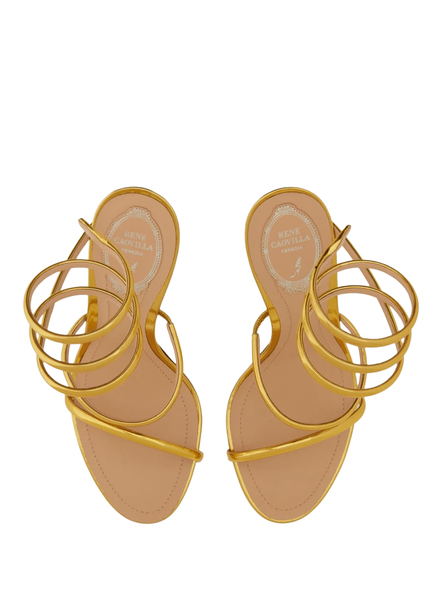 Sandalo Cleo Gold Calf Leather Heels