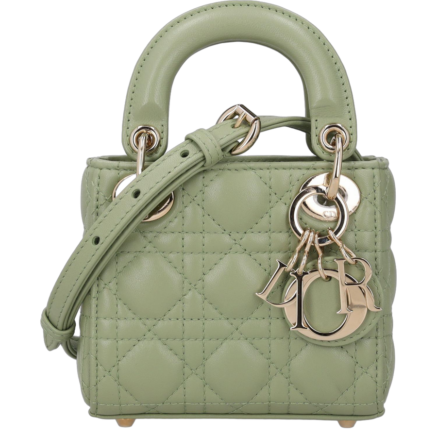 Dior quilted lambskin leather shoulder bag in green — view 10