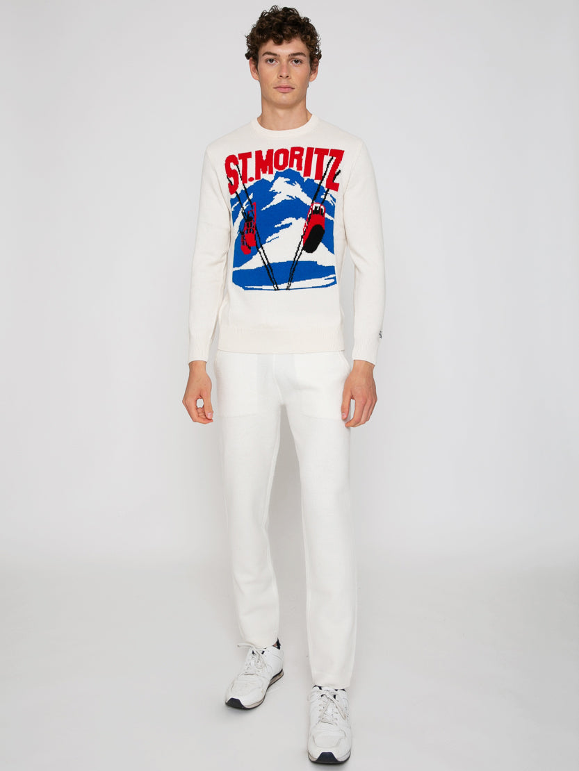 Track Knitted Sweatpants With Pockets White Pant