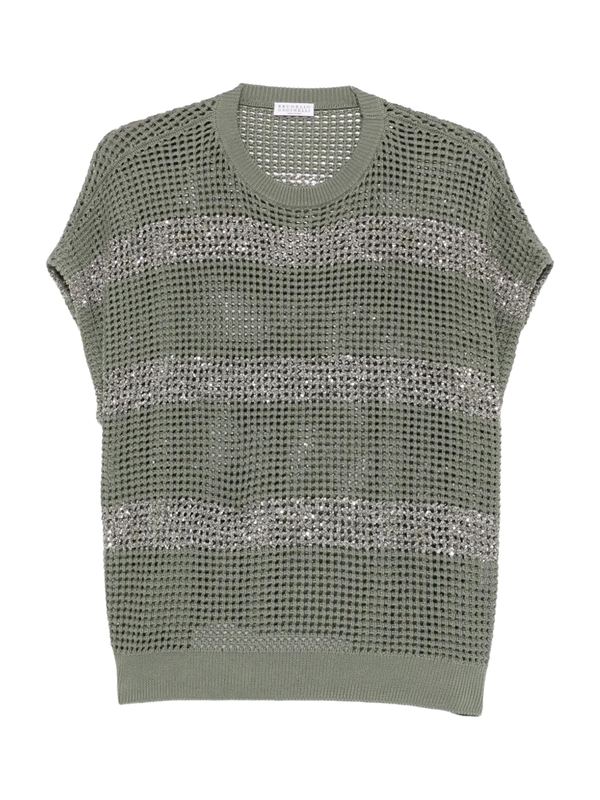 Brunello Cucinelli Short Sleeve Sweater Green Women >> Rtw Top