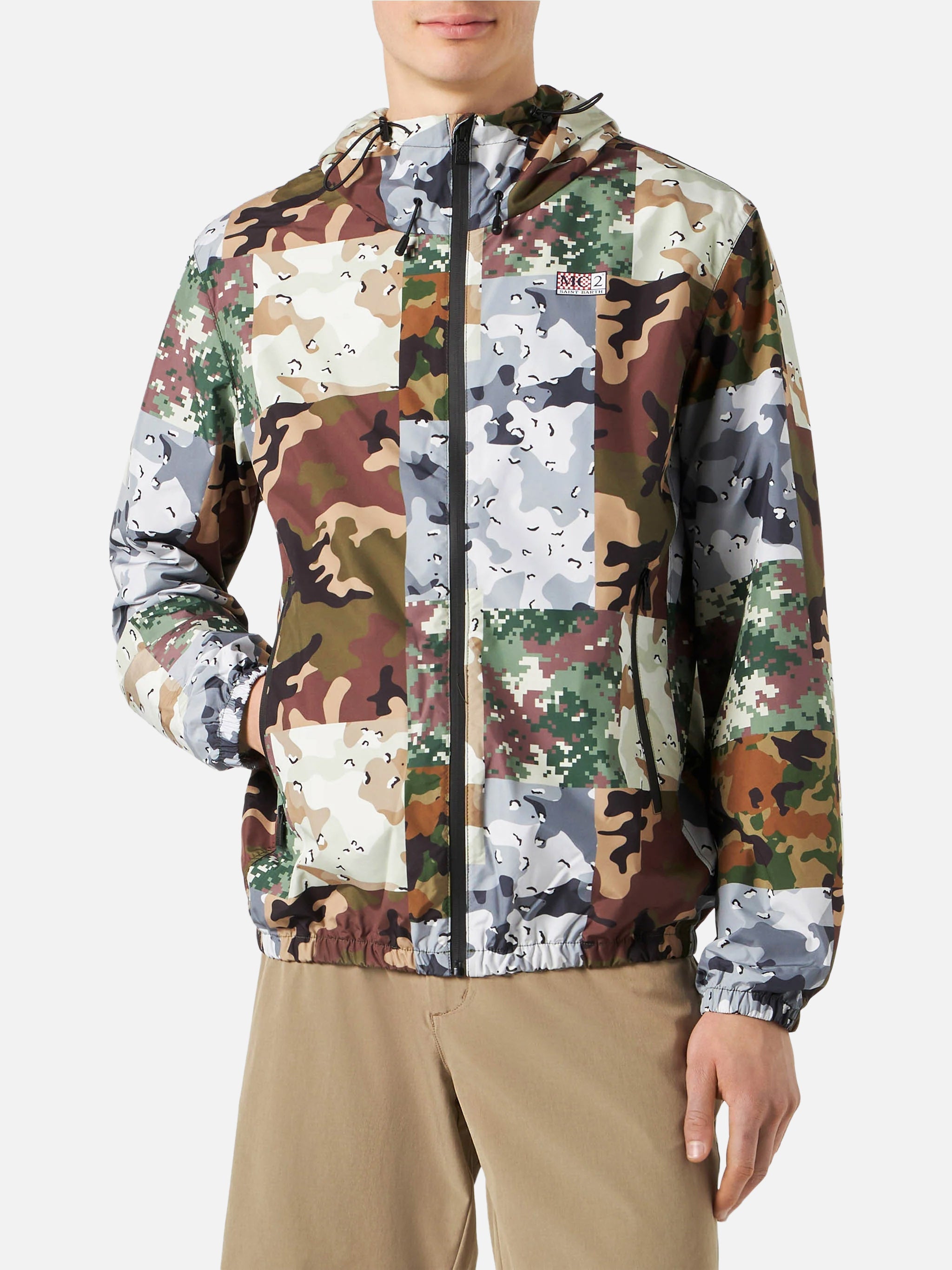 Man Hooded Lightweight Windbreaker With Camouflage Print __single__ Jacket