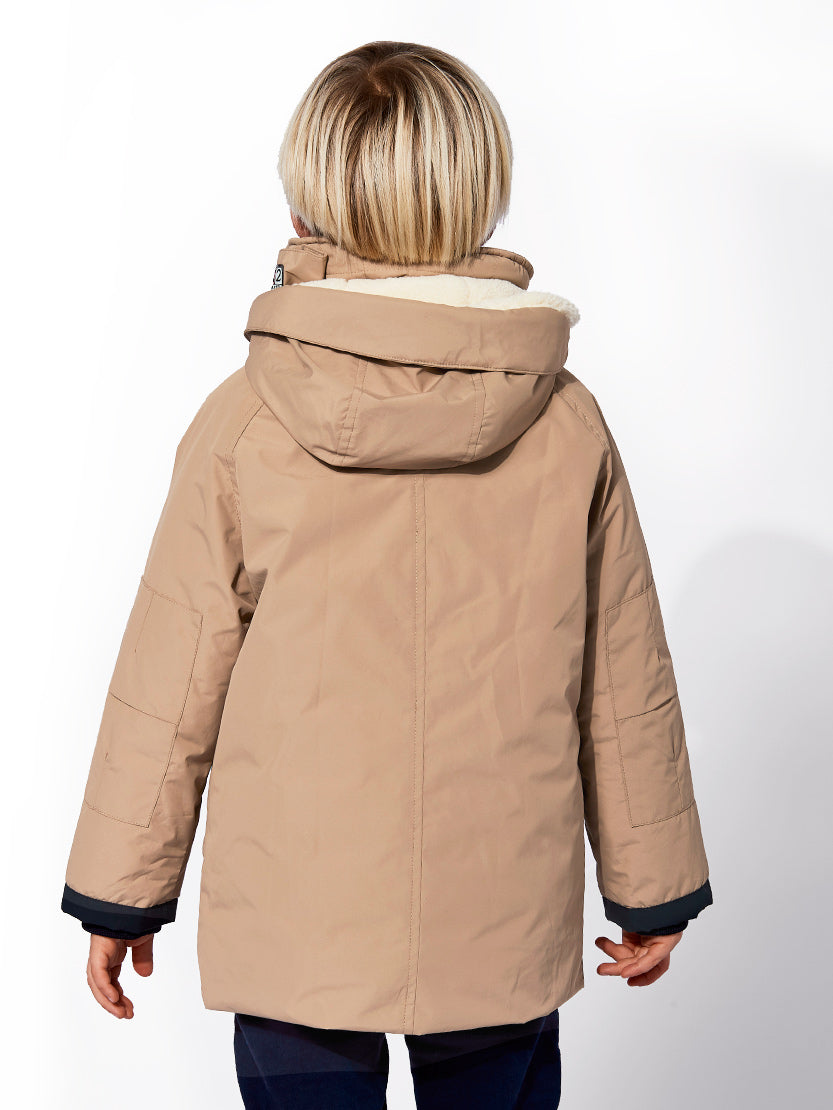 Boy Hooded Beige Parka Jacket Voyager Jr __single__