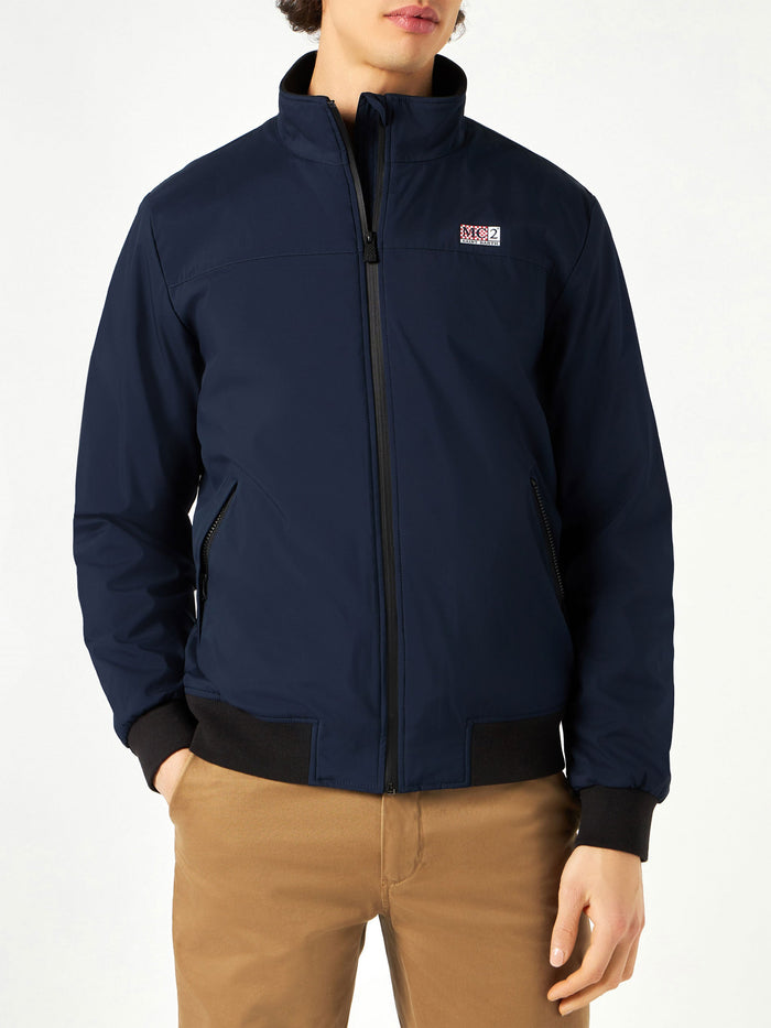 Country Blue Bomber Jacket With Faux Fur Lining