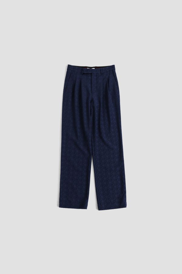 Marine Serre Jacquard trousers in navy