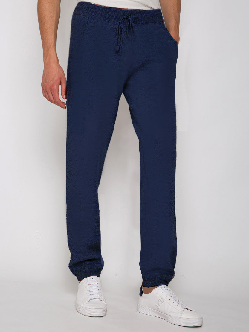 Track Knitted Sweatpants With Pockets Blue Pant
