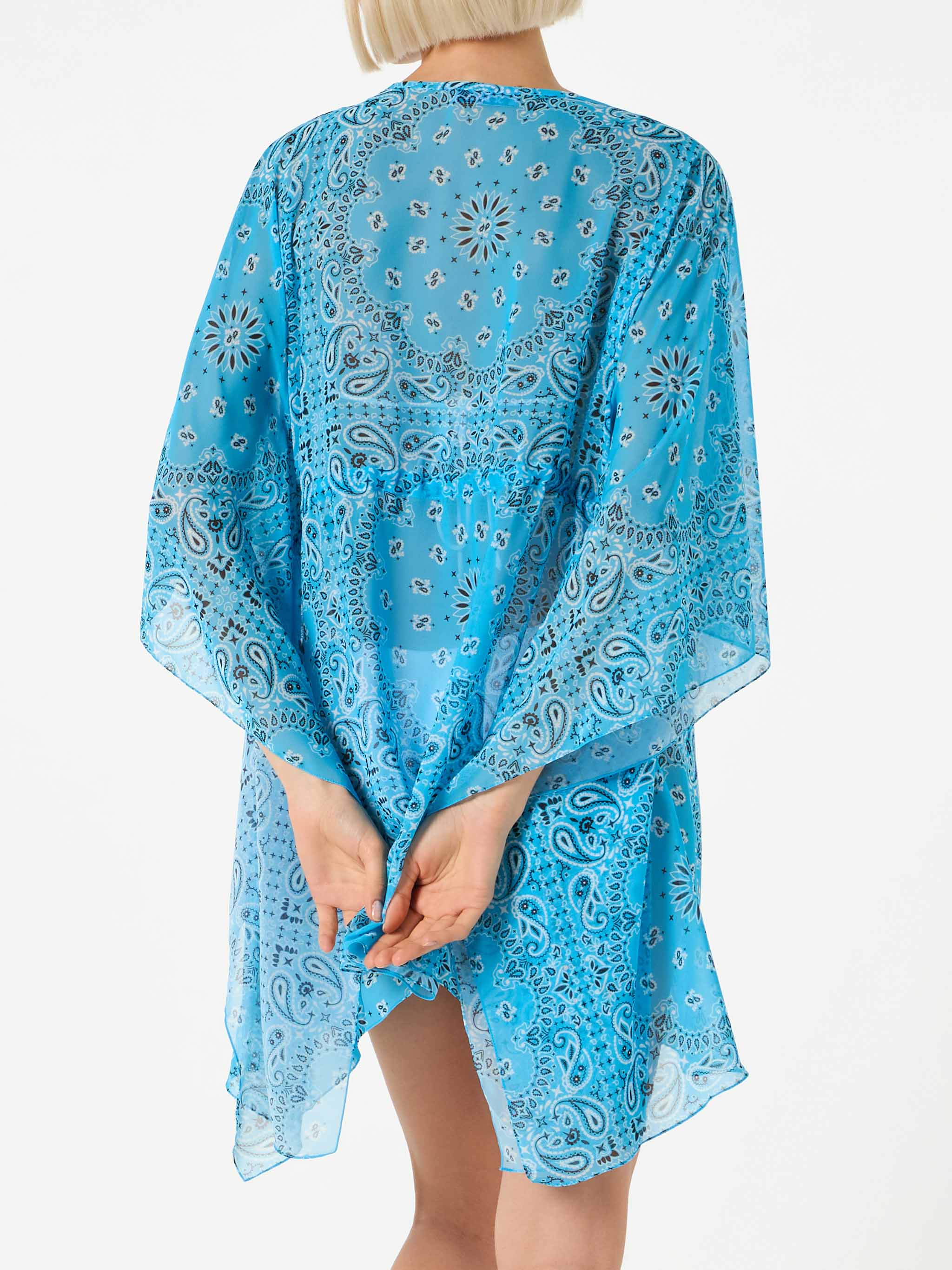 Turquoise Bandanna Print Caftan Sky Sarong