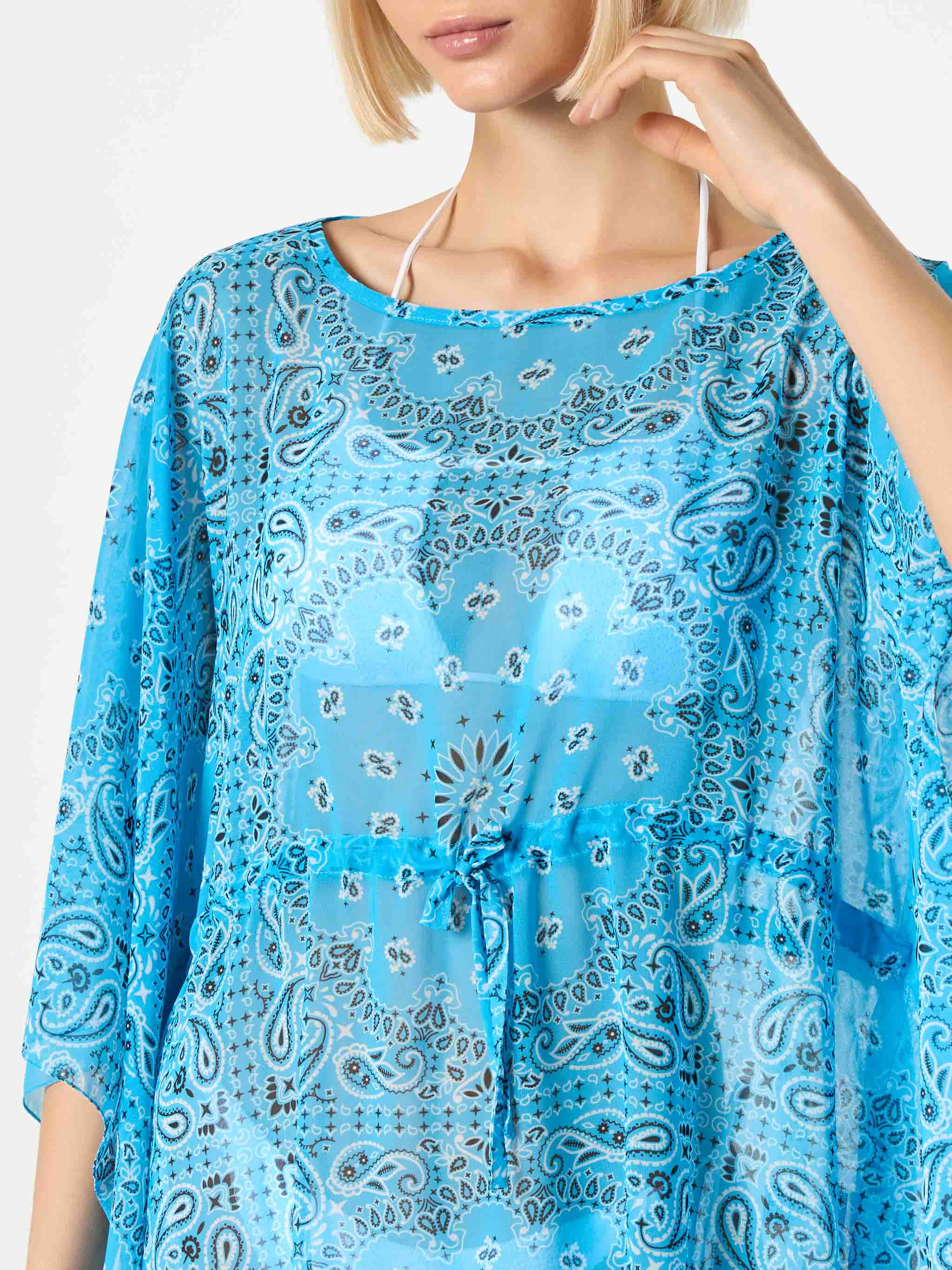 Turquoise Bandanna Print Caftan Sky Sarong