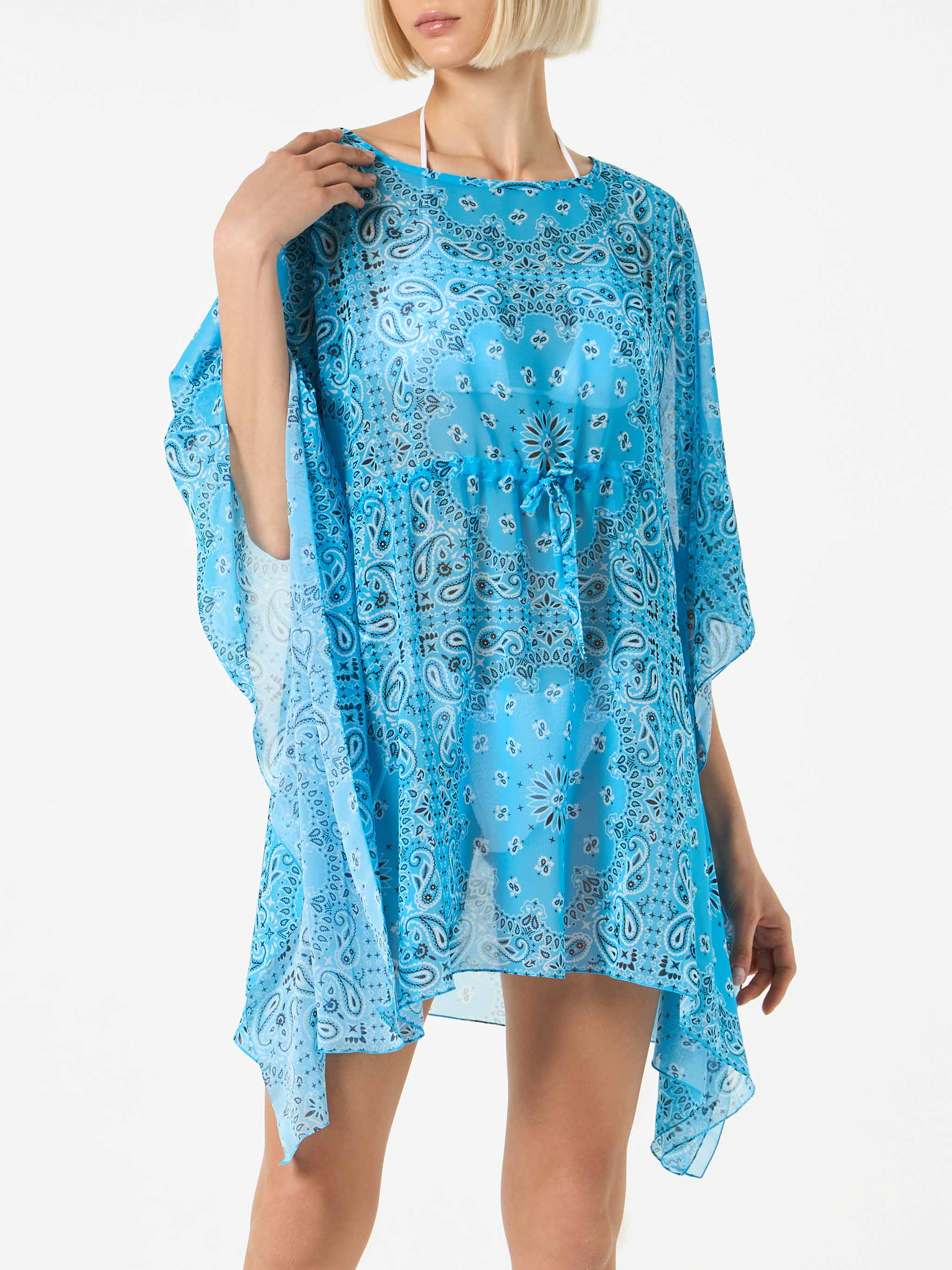 Turquoise Bandanna Print Caftan Sky Sarong